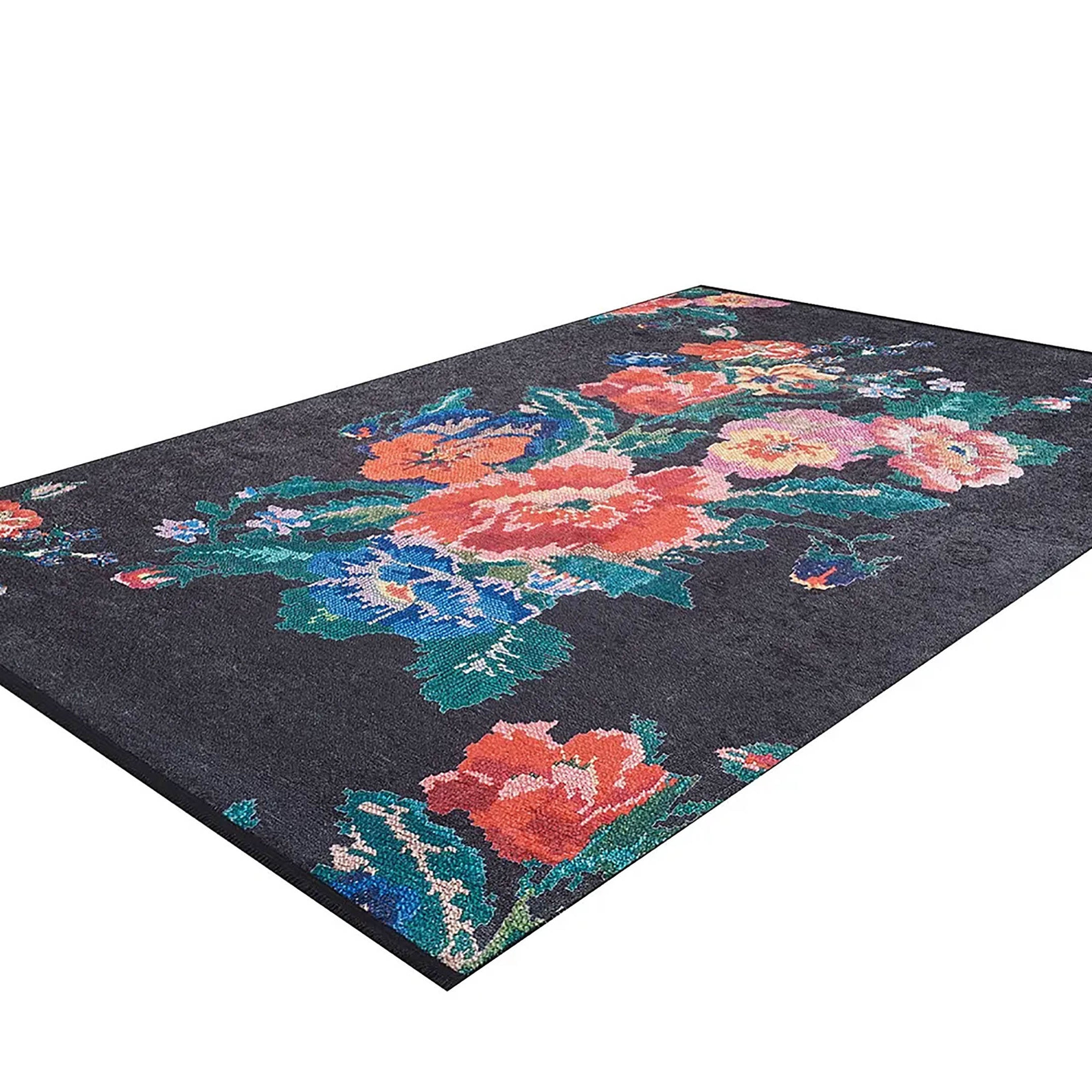 Natasha Turkish Karabagh Rose Black Rug