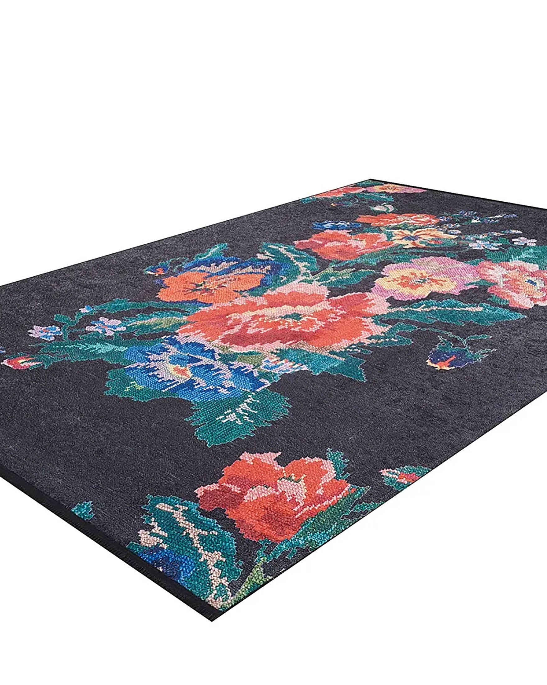 Natasha Turkish Karabagh Rose Black Rug