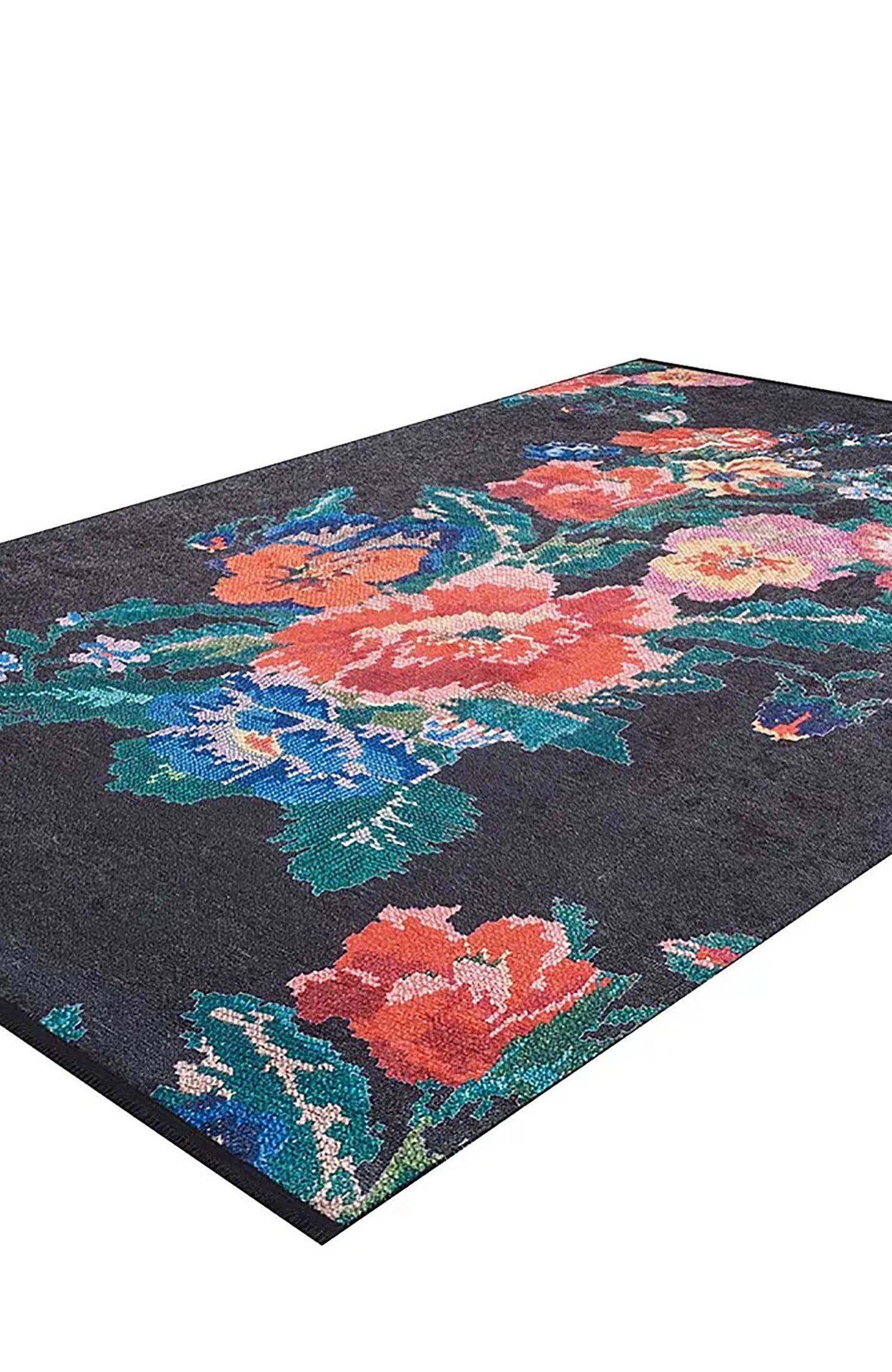 Natasha Turkish Karabagh Rose Black Rug