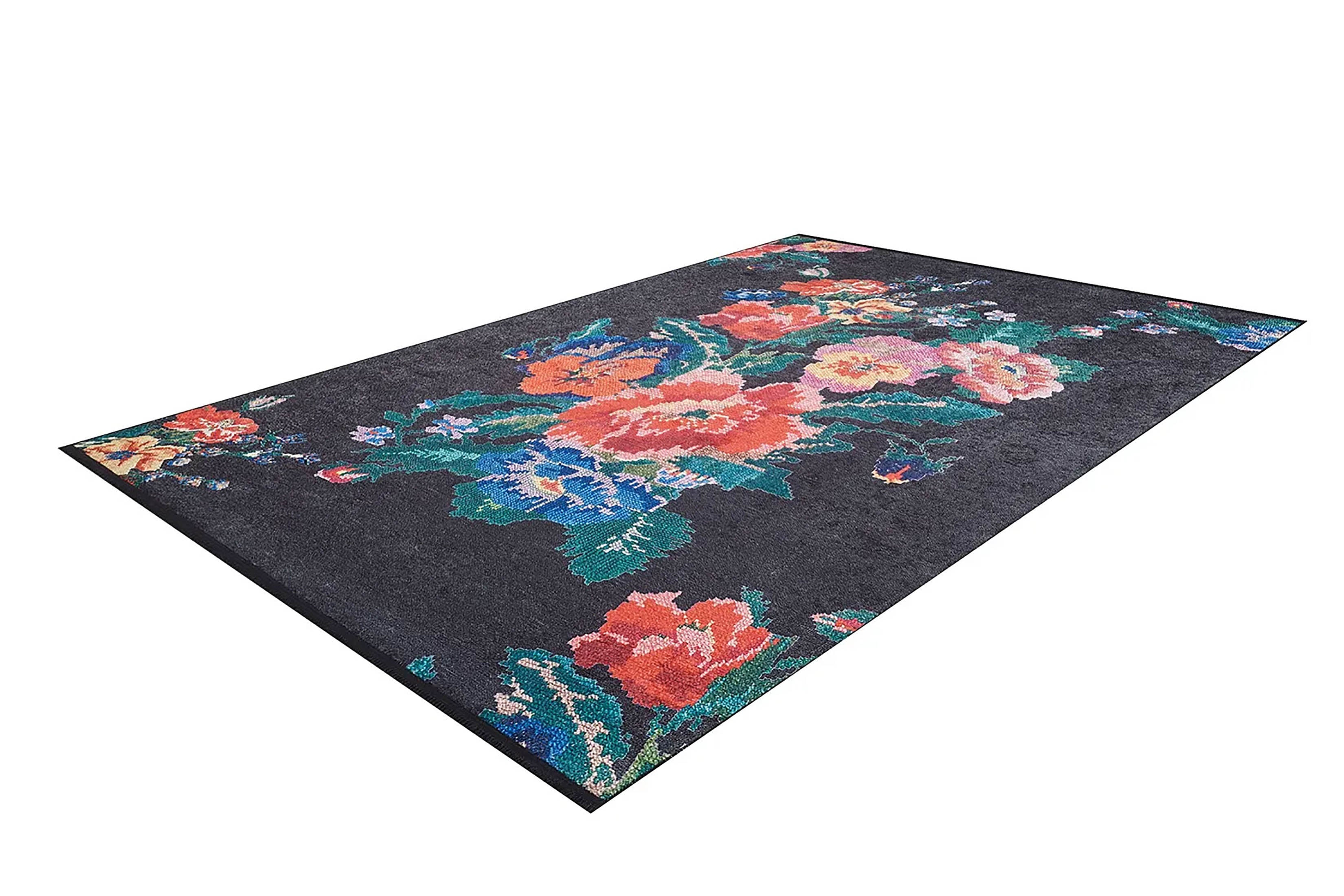 Natasha Turkish Karabagh Rose Black Rug