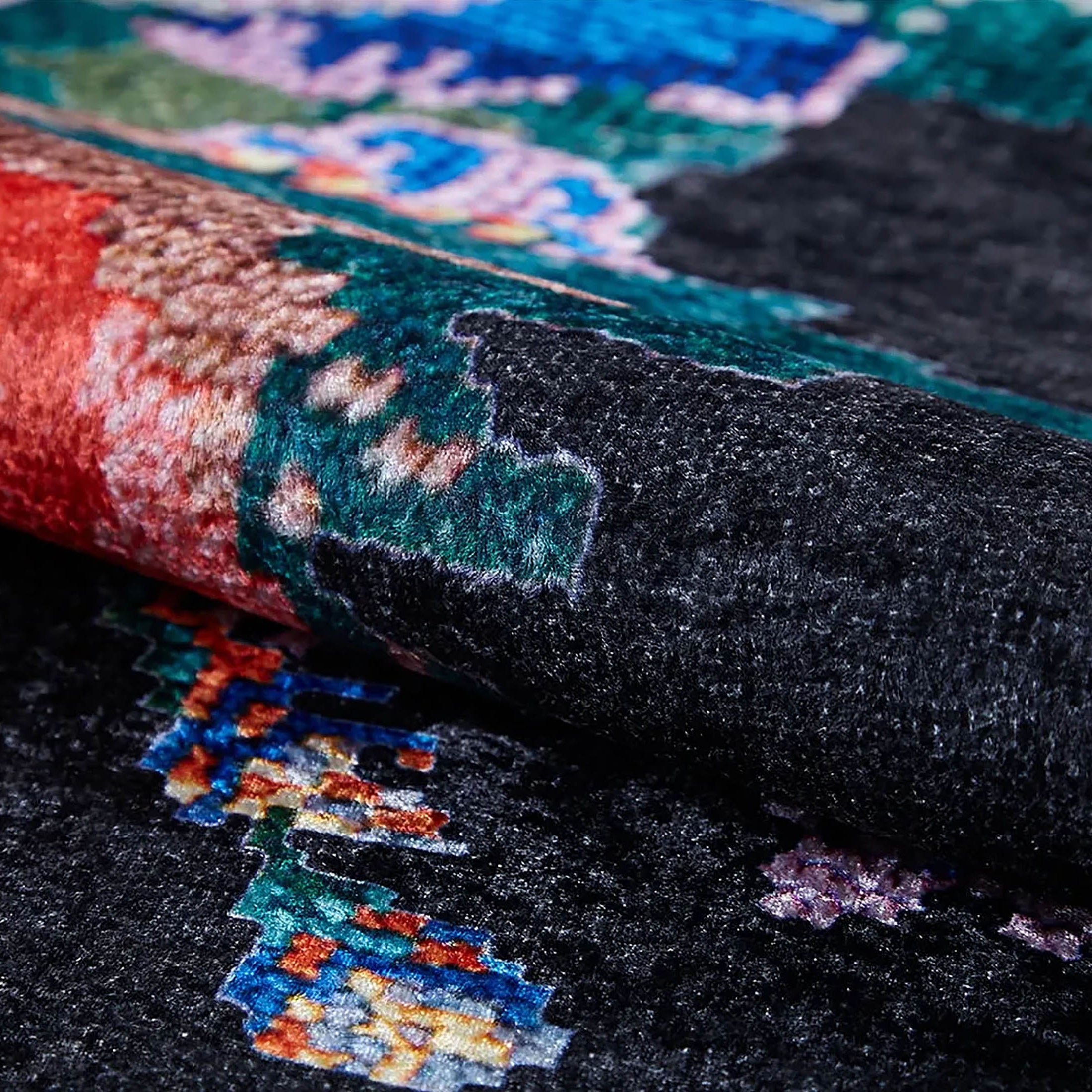 Natasha Turkish Karabagh Rose Black Rug