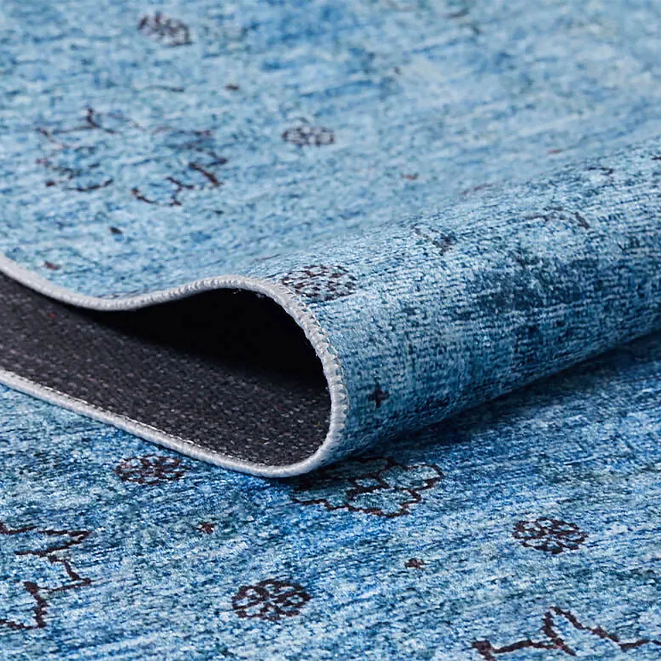 Malayah Turkish Light Blue Oushak Floral Area Rug