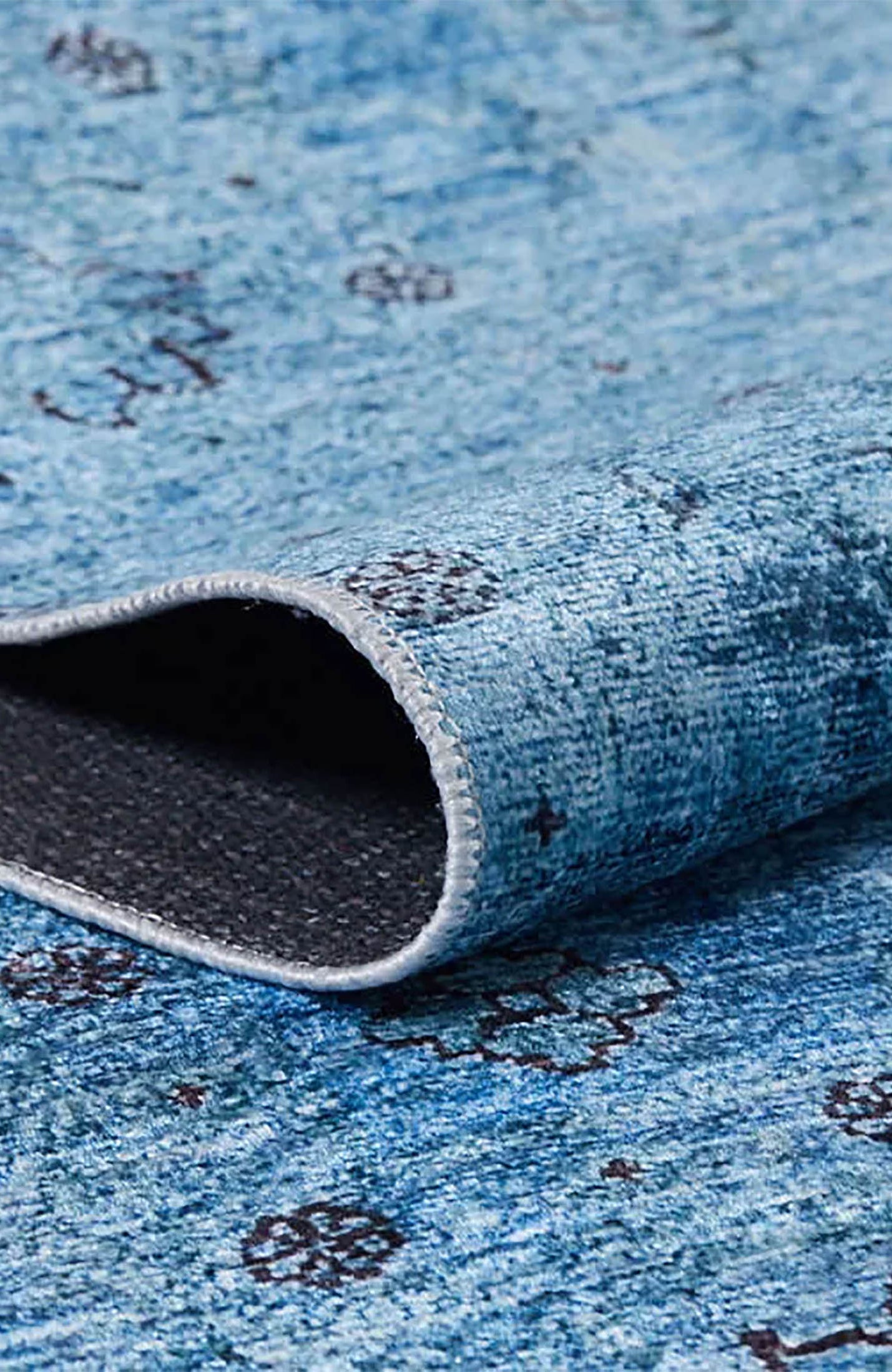 Malayah Turkish Light Blue Oushak Floral Area Rug