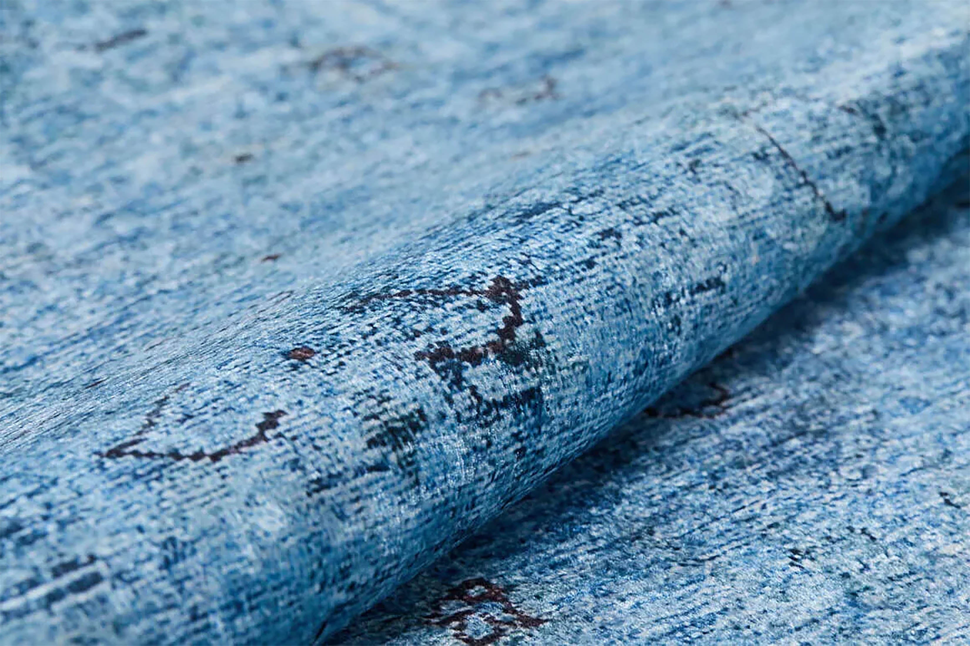 Malayah Turkish Light Blue Oushak Floral Area Rug