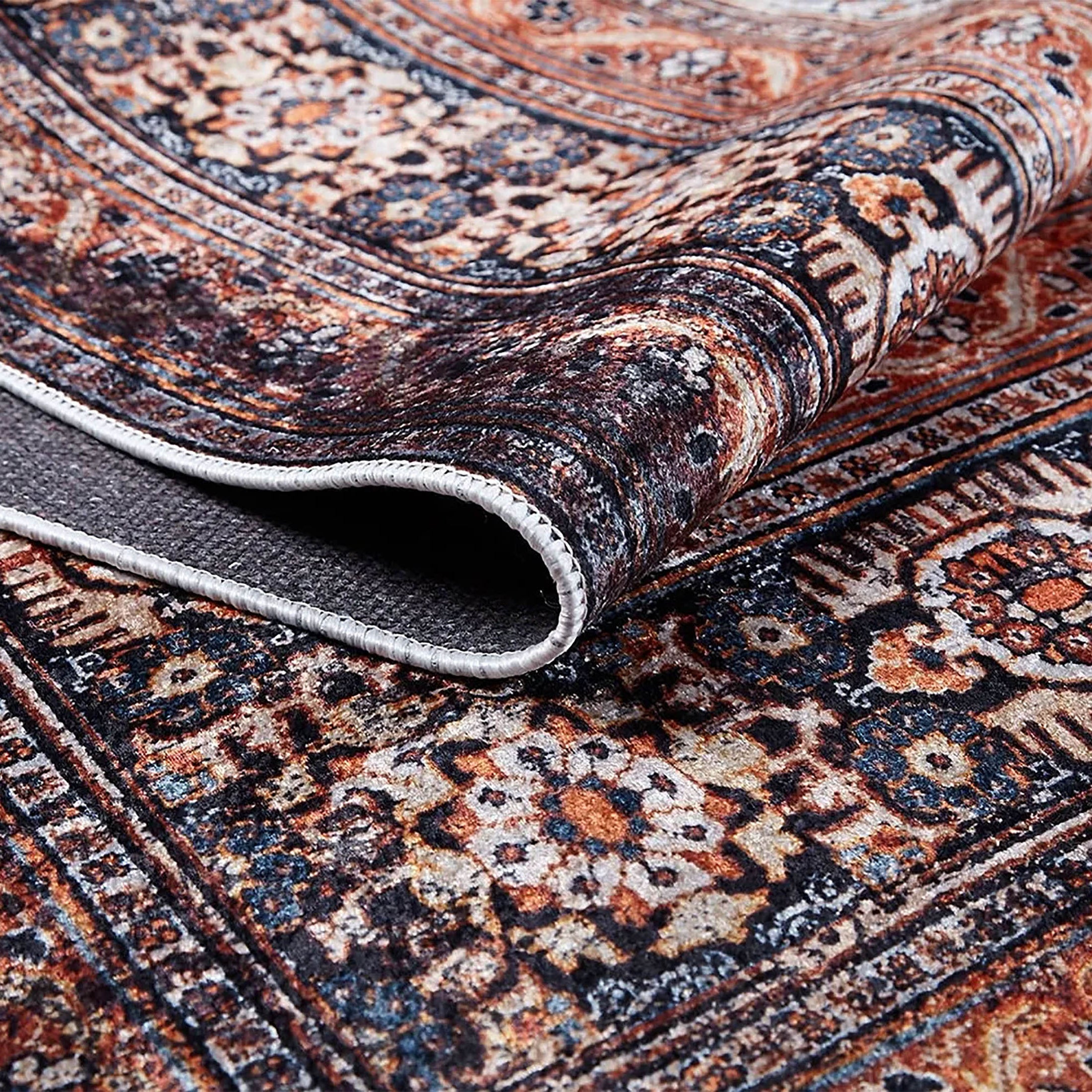 Gaye Turkish Orange Medallion Geometric Rug