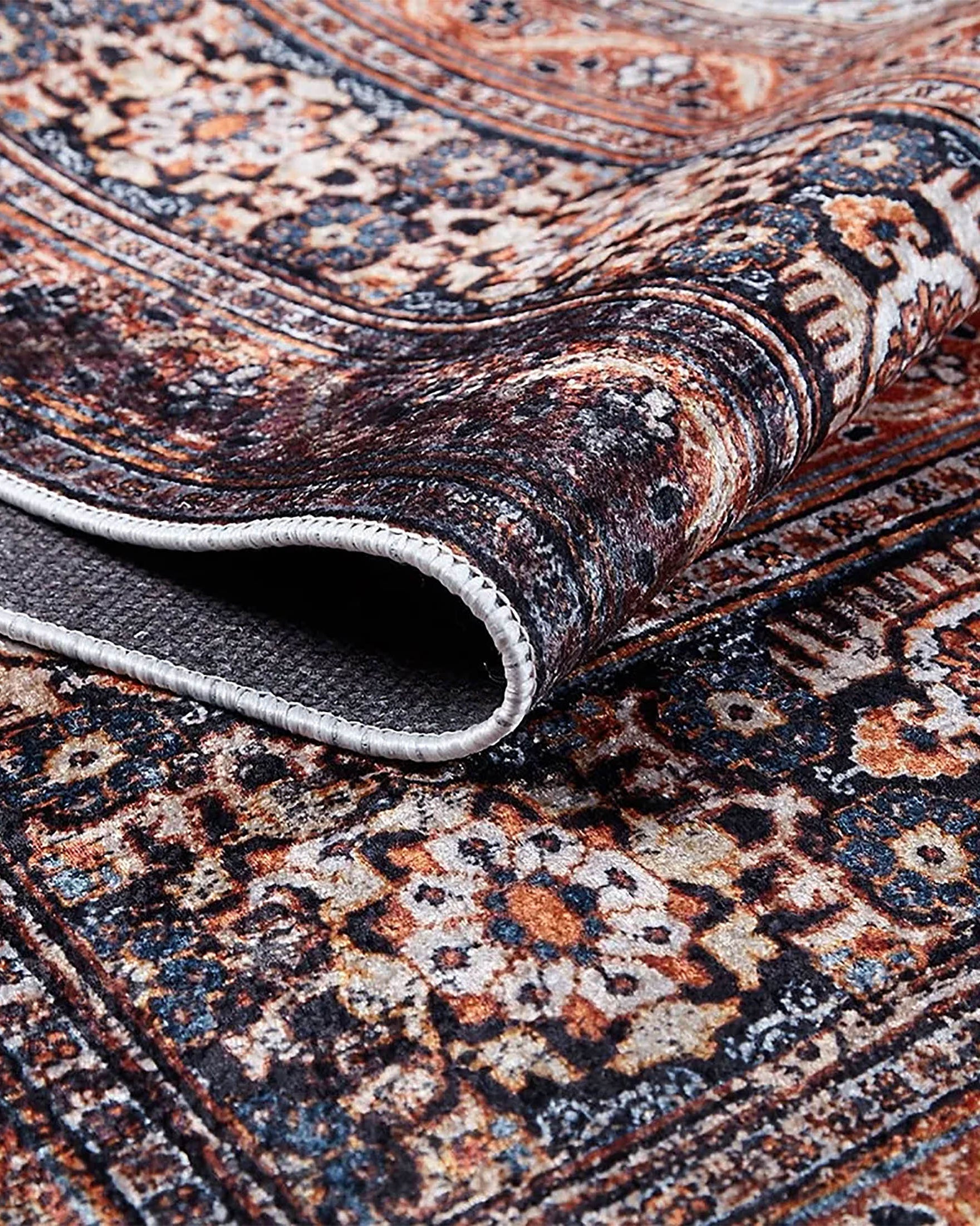 Gaye Turkish Orange Medallion Geometric Rug