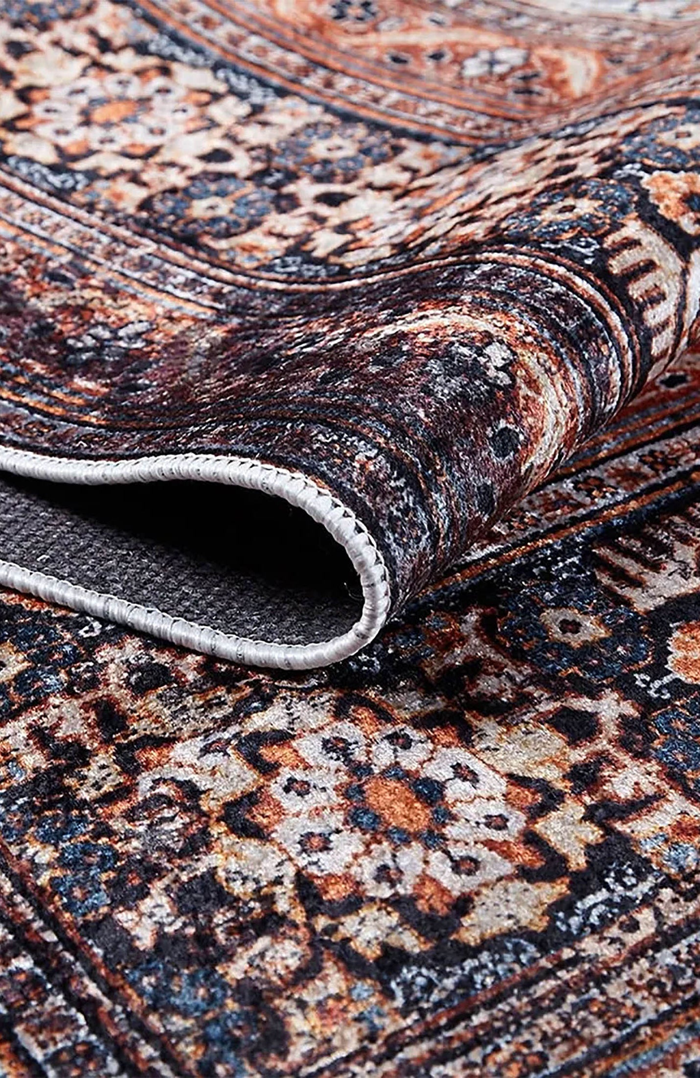 Gaye Turkish Orange Medallion Geometric Rug