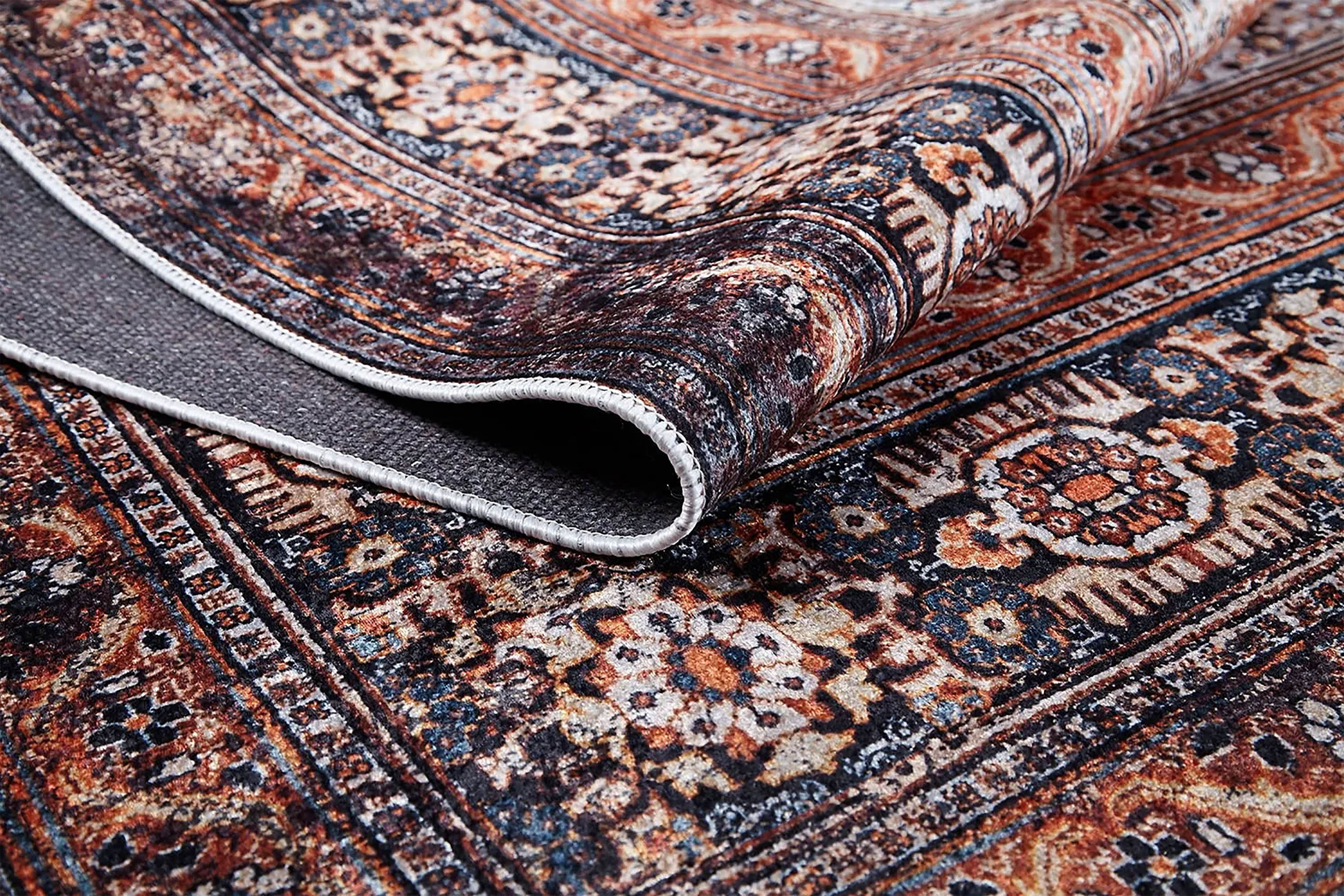 Gaye Turkish Orange Medallion Geometric Rug