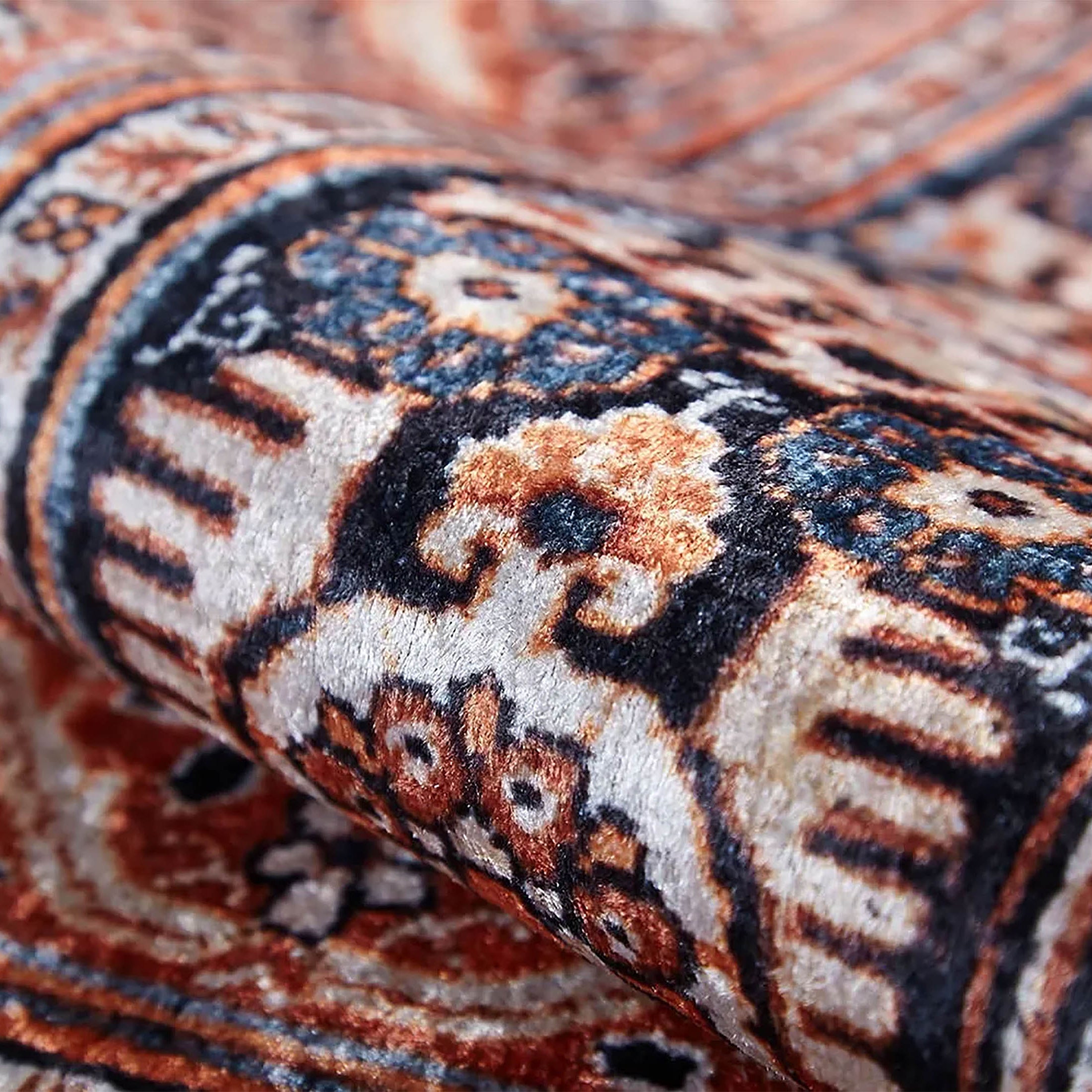 Gaye Turkish Orange Medallion Geometric Rug