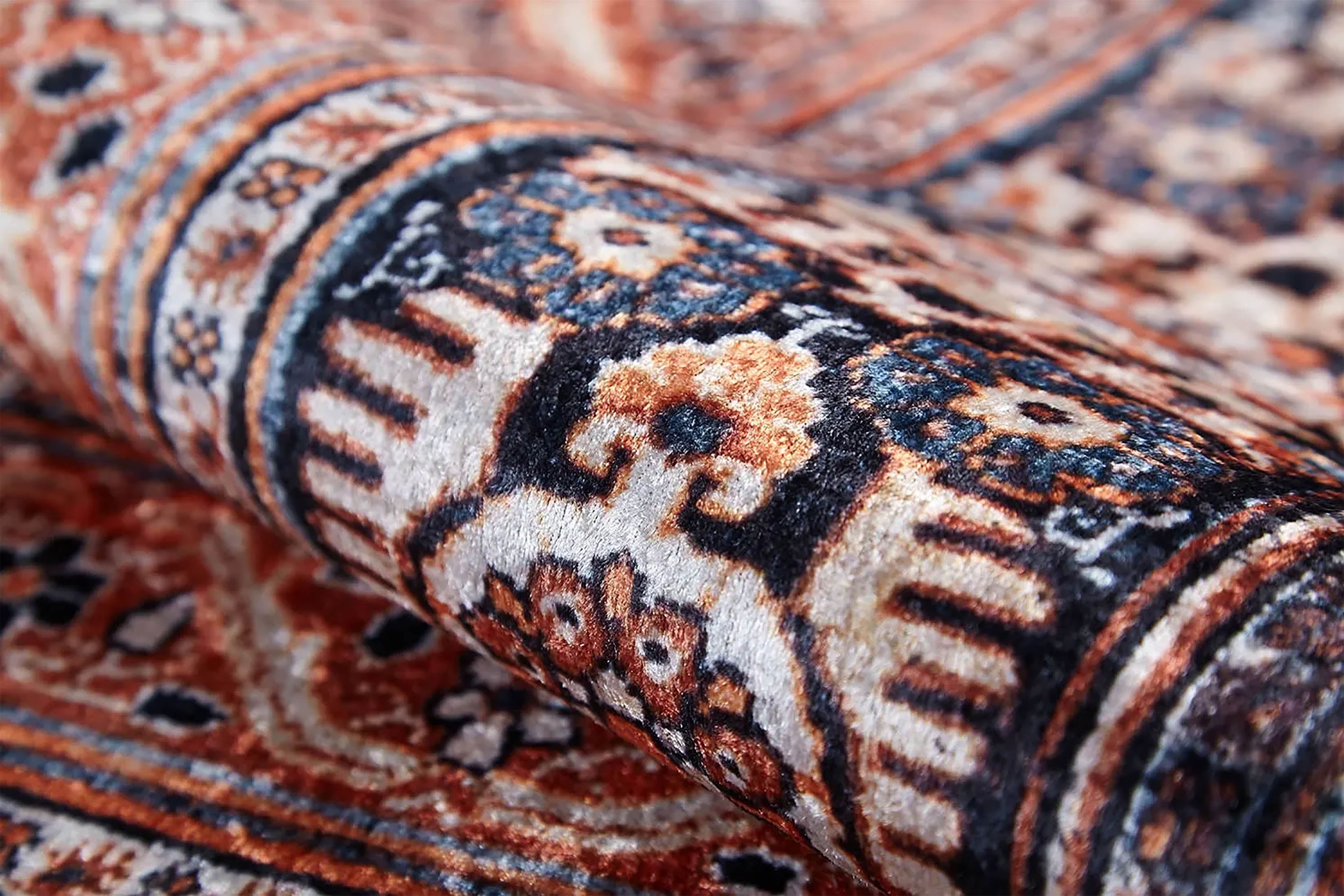 Gaye Turkish Orange Medallion Geometric Rug