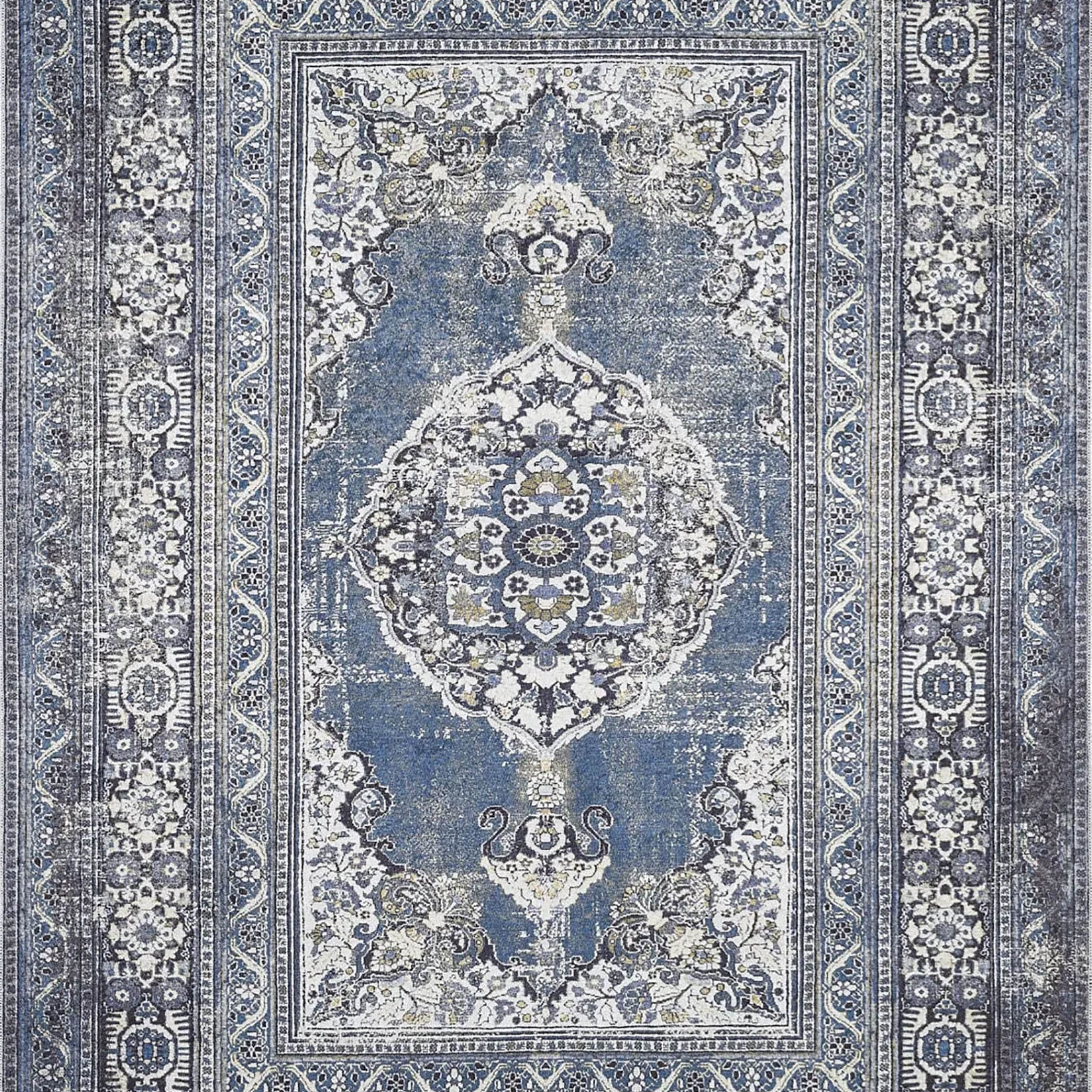 Gazale Turkish Blue Medallion Geometric Rug