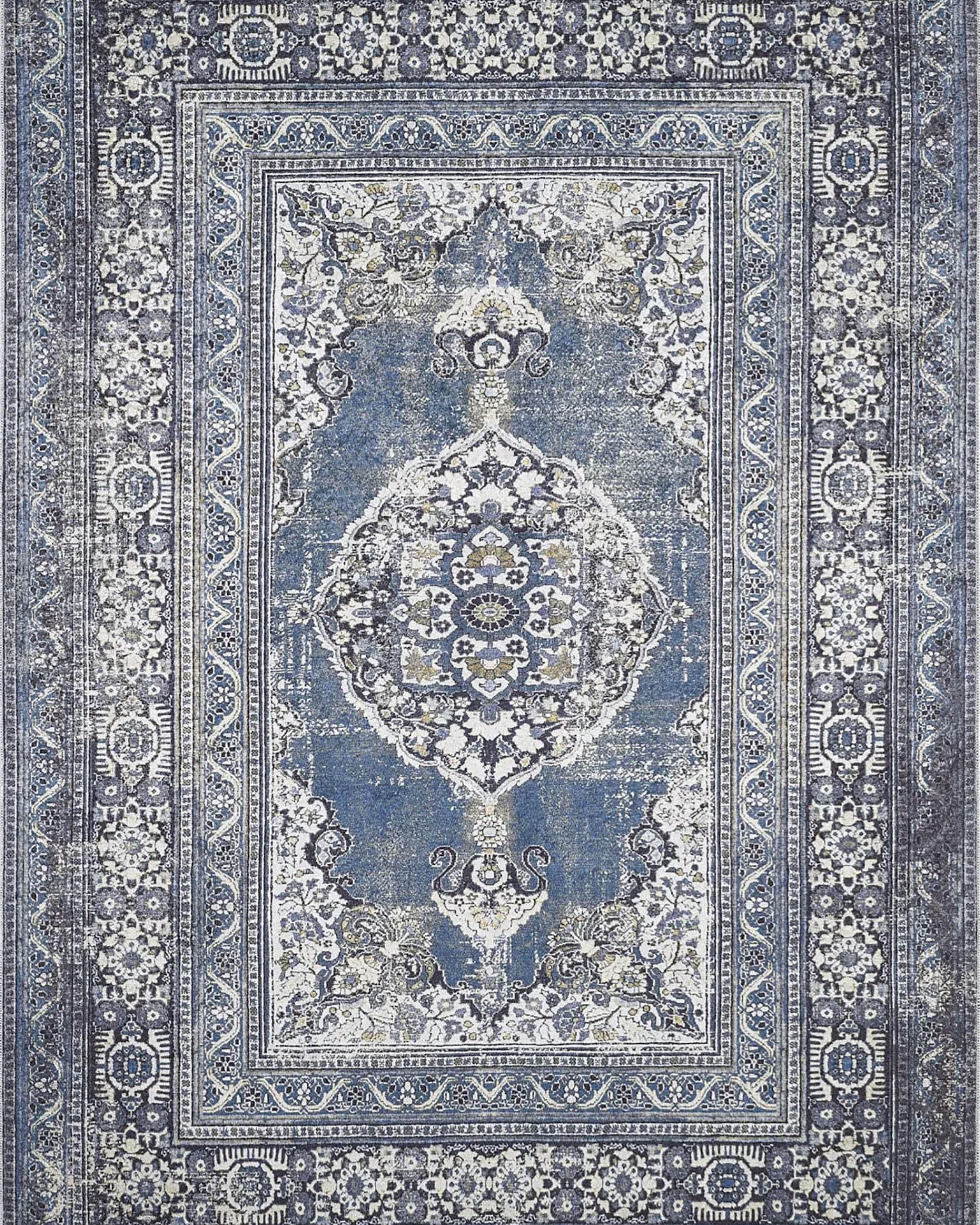 Gazale Turkish Blue Medallion Geometric Rug