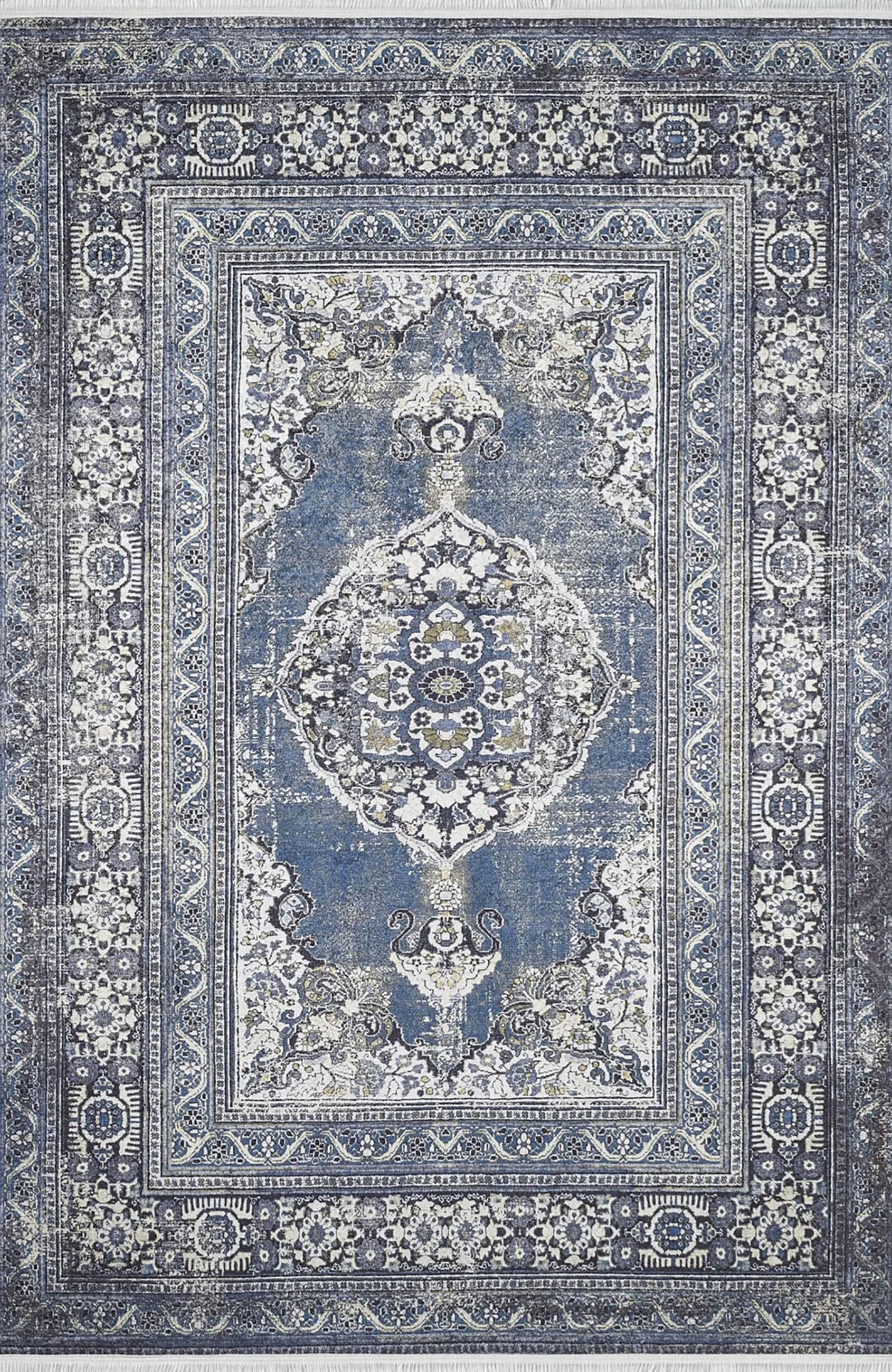 Gazale Turkish Blue Medallion Geometric Rug