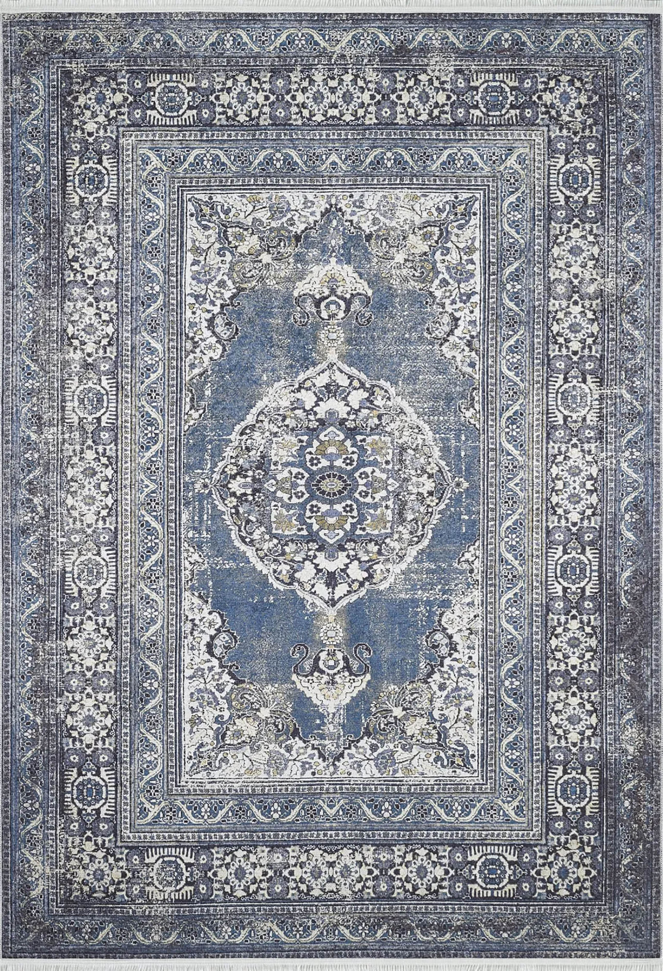 Gazale Turkish Blue Medallion Geometric Rug
