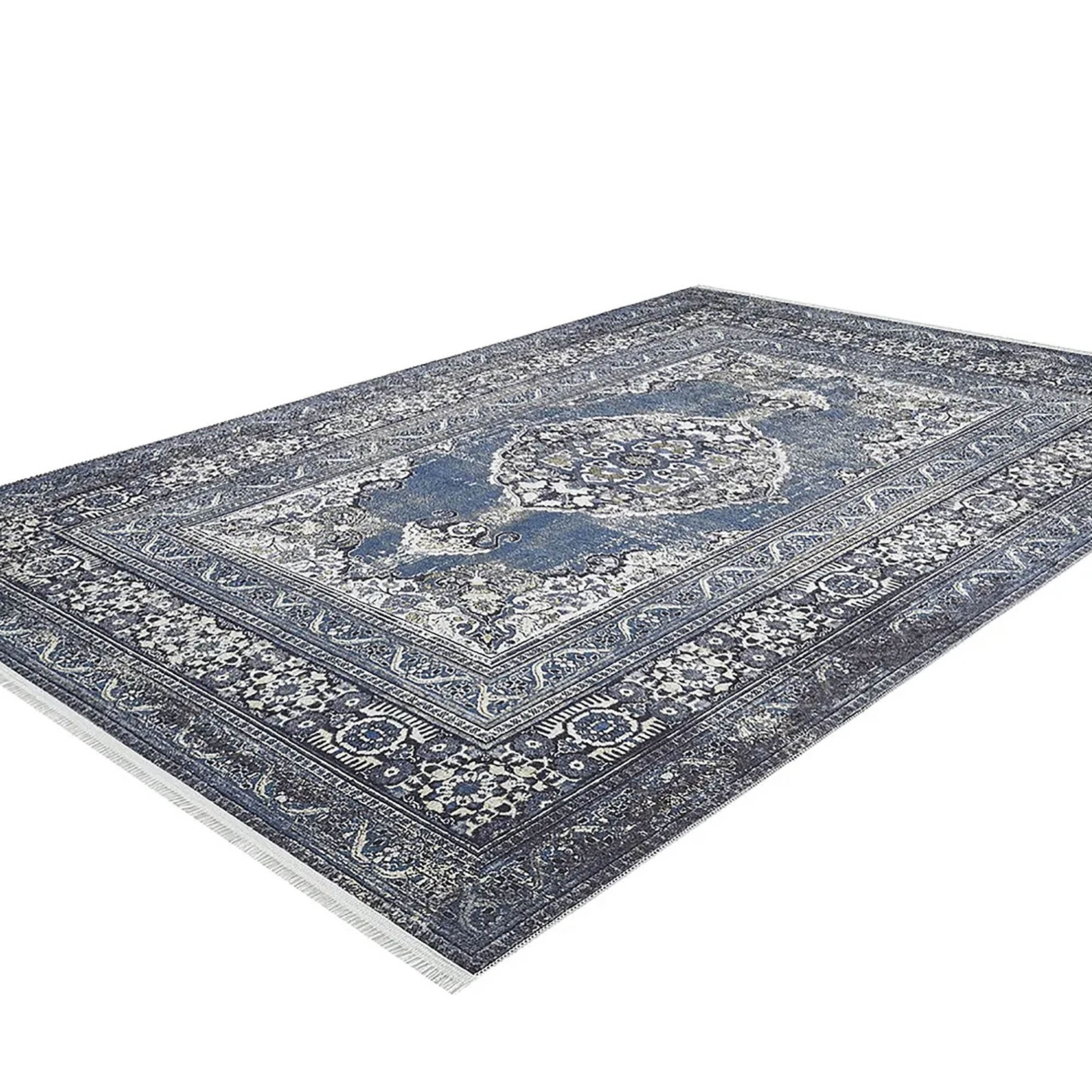 Gazale Turkish Blue Medallion Geometric Rug