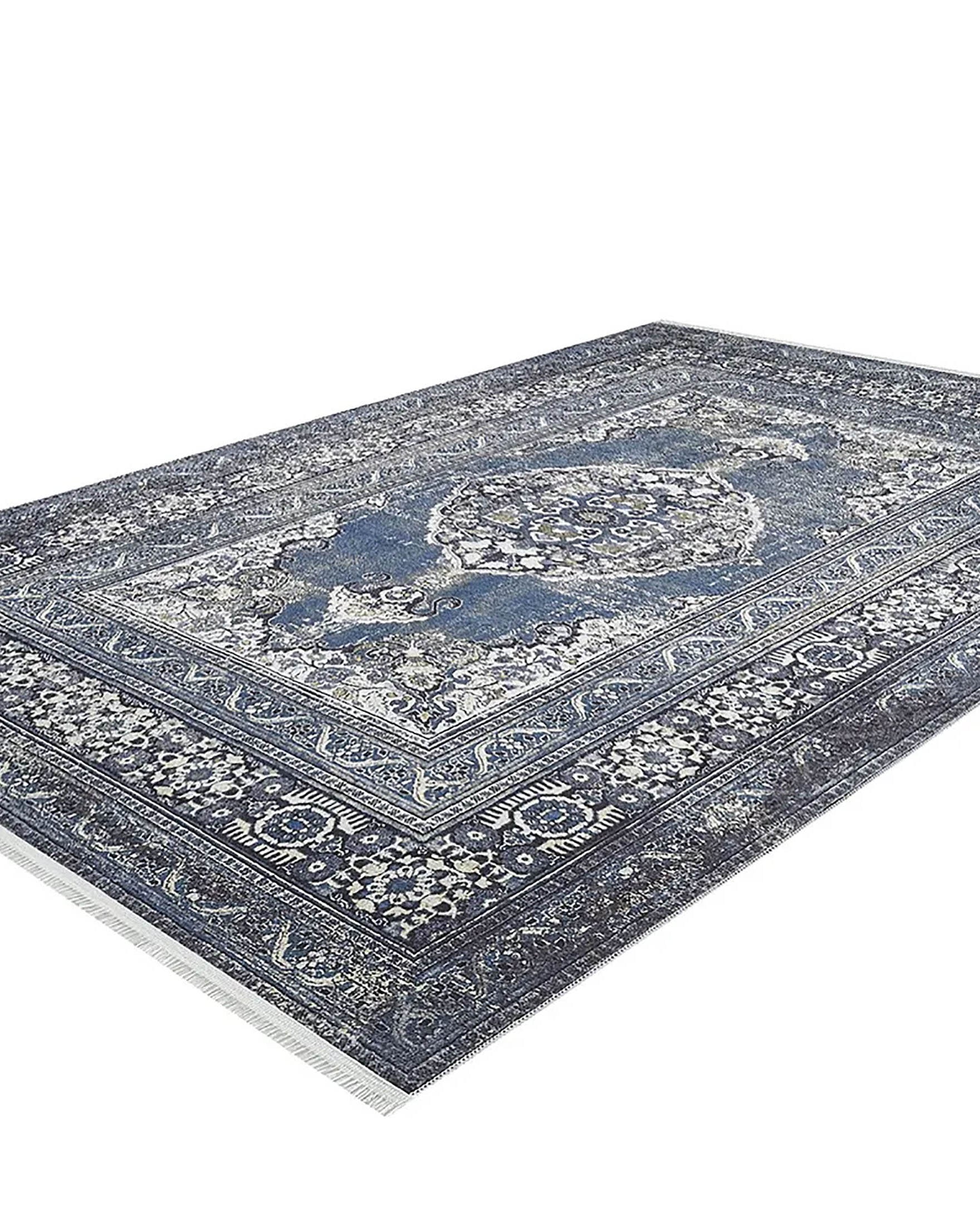 Gazale Turkish Blue Medallion Geometric Rug