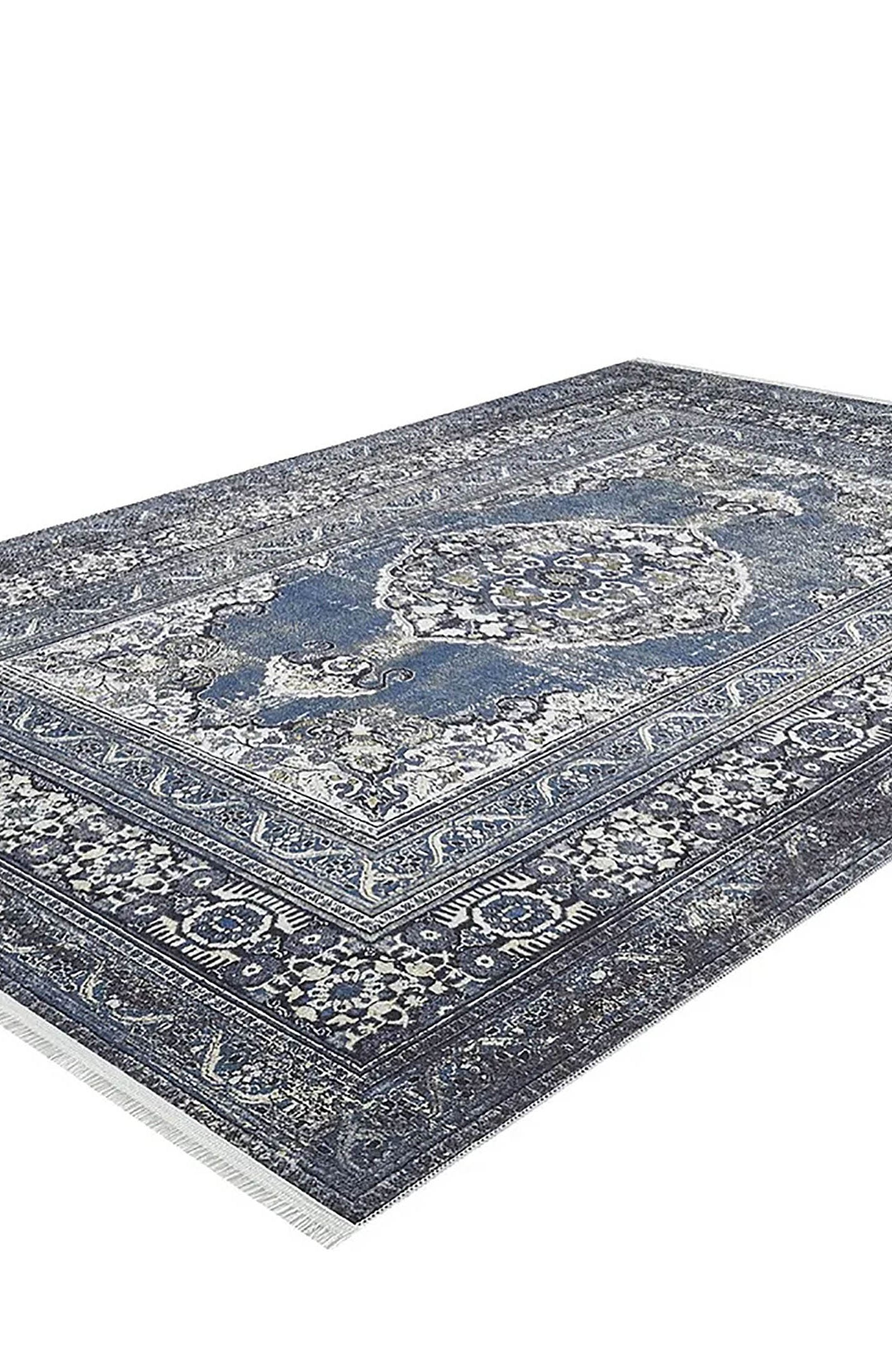 Gazale Turkish Blue Medallion Geometric Rug
