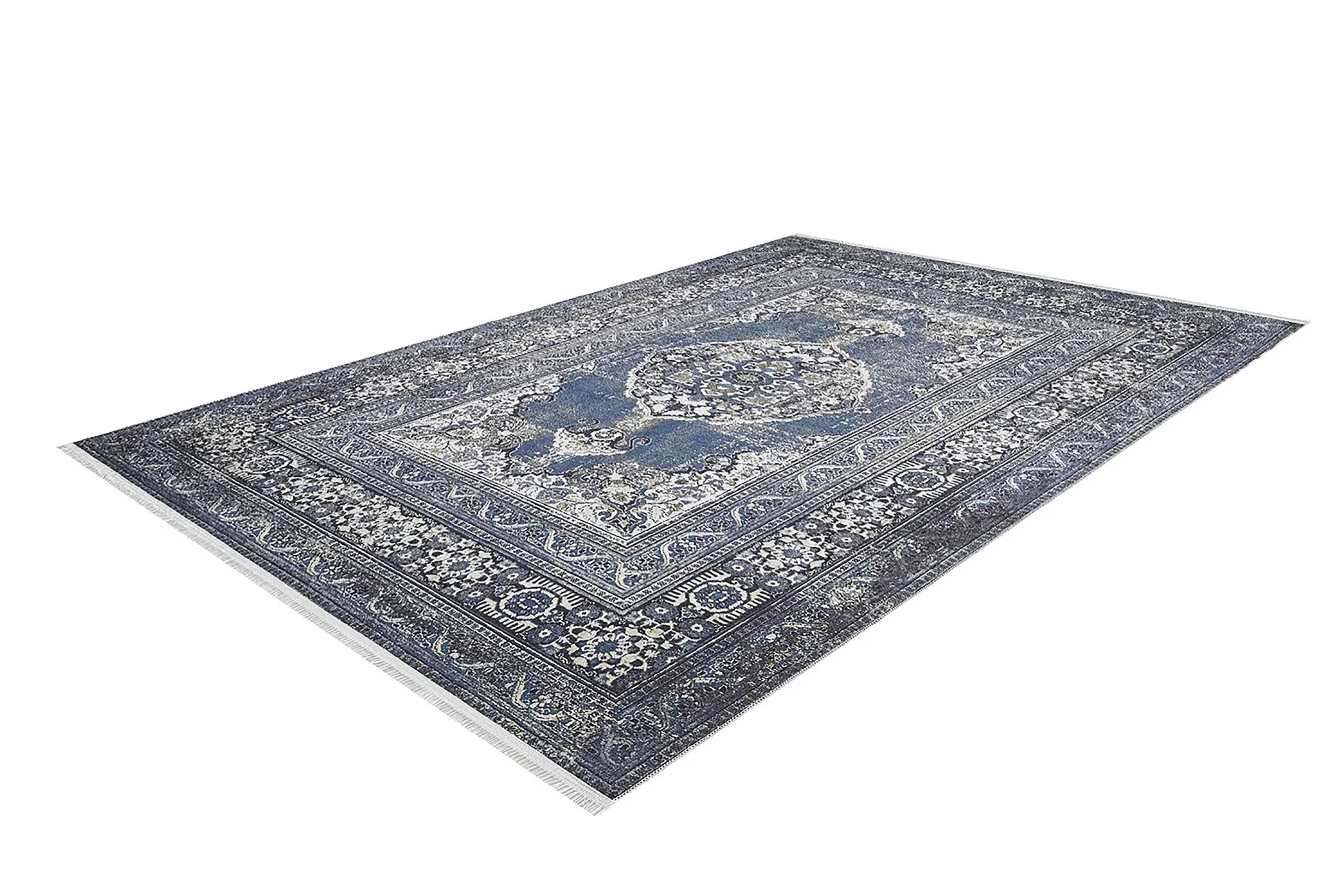 Gazale Turkish Blue Medallion Geometric Rug