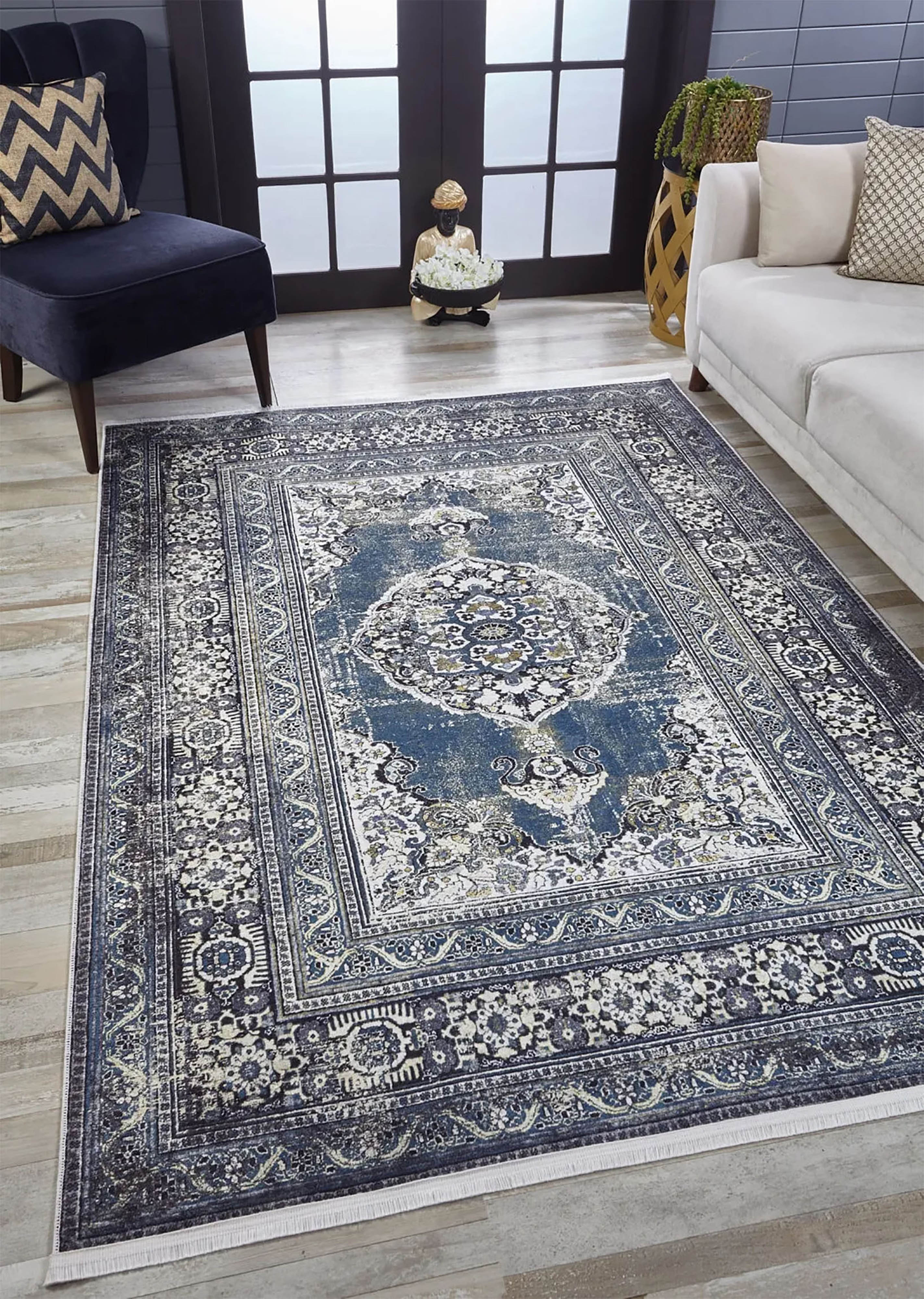 Gazale Turkish Blue Medallion Geometric Rug