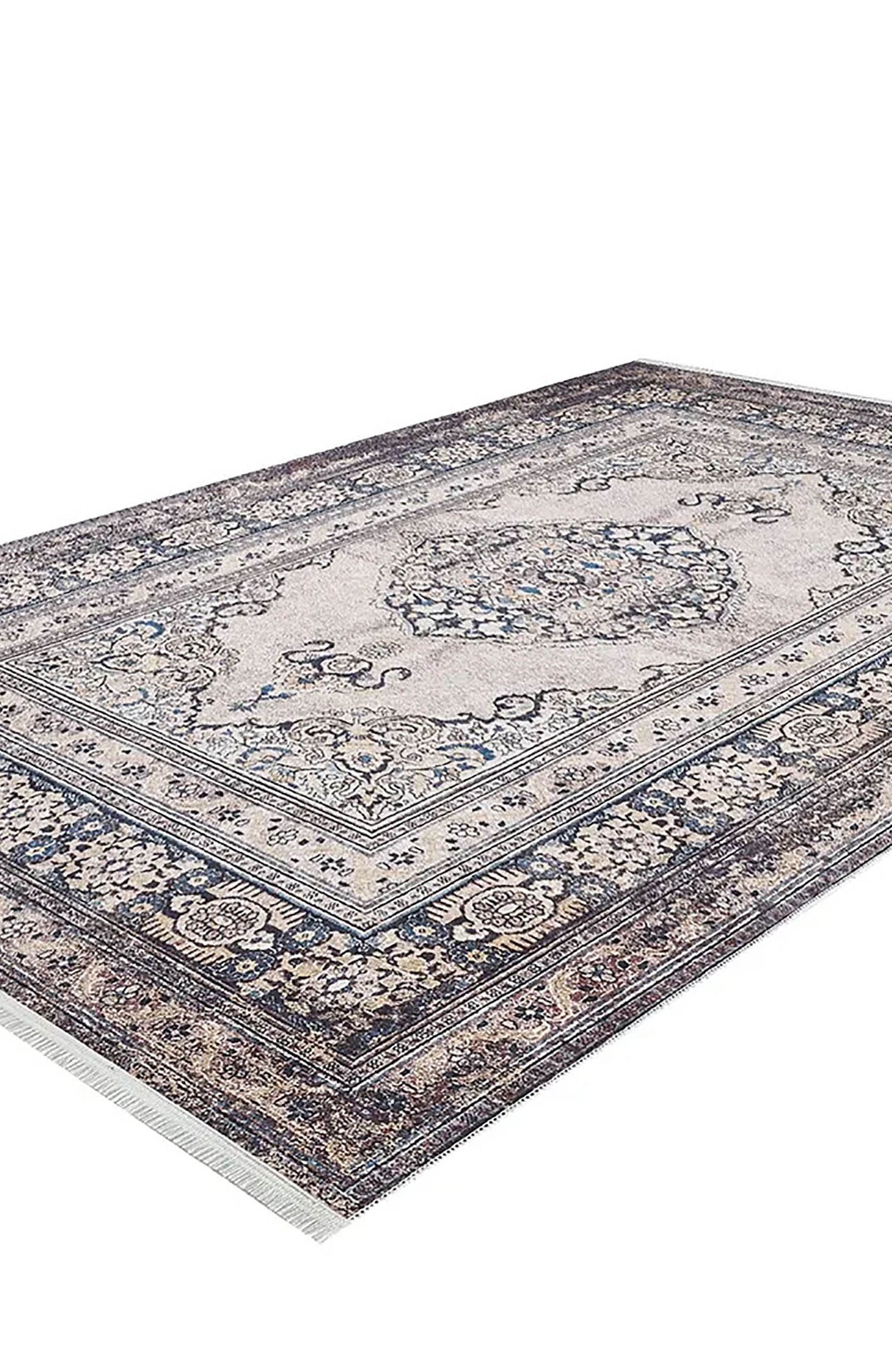 Gevher Turkish Beige Medallion Geometric Rug