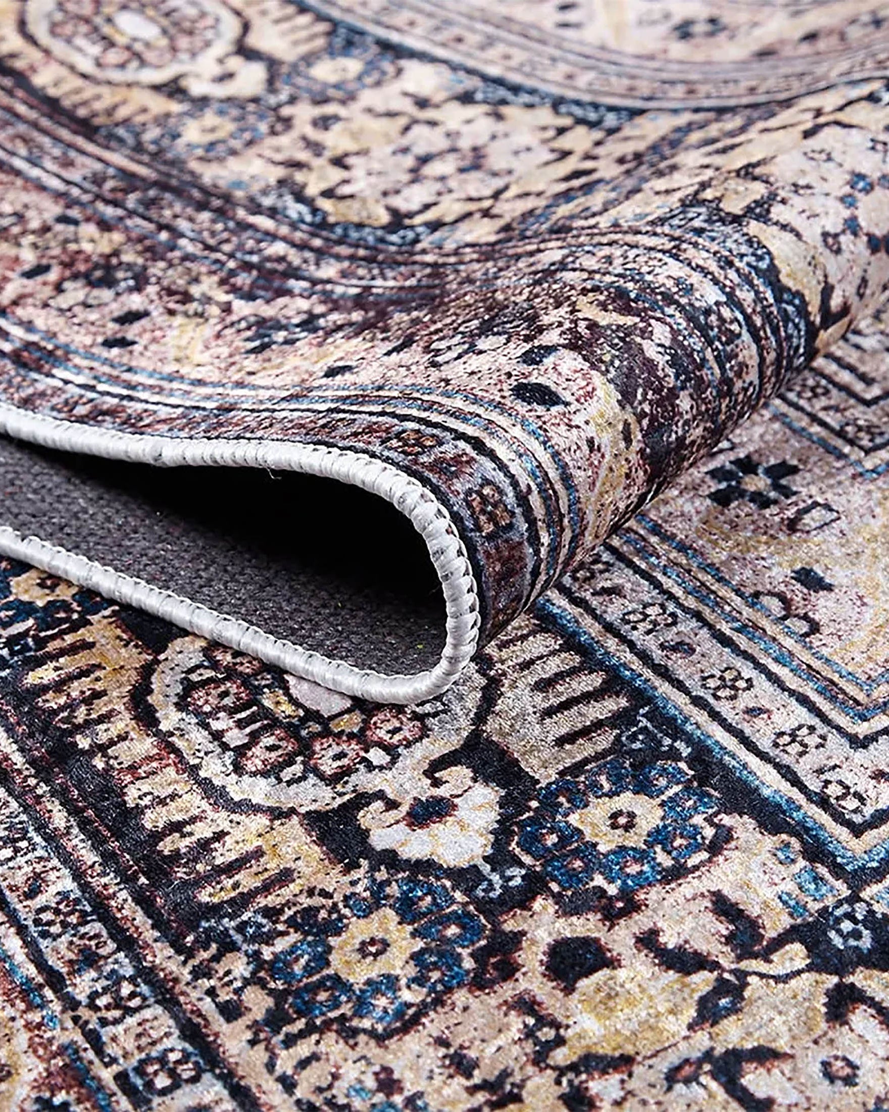 Gevher Turkish Beige Medallion Geometric Rug