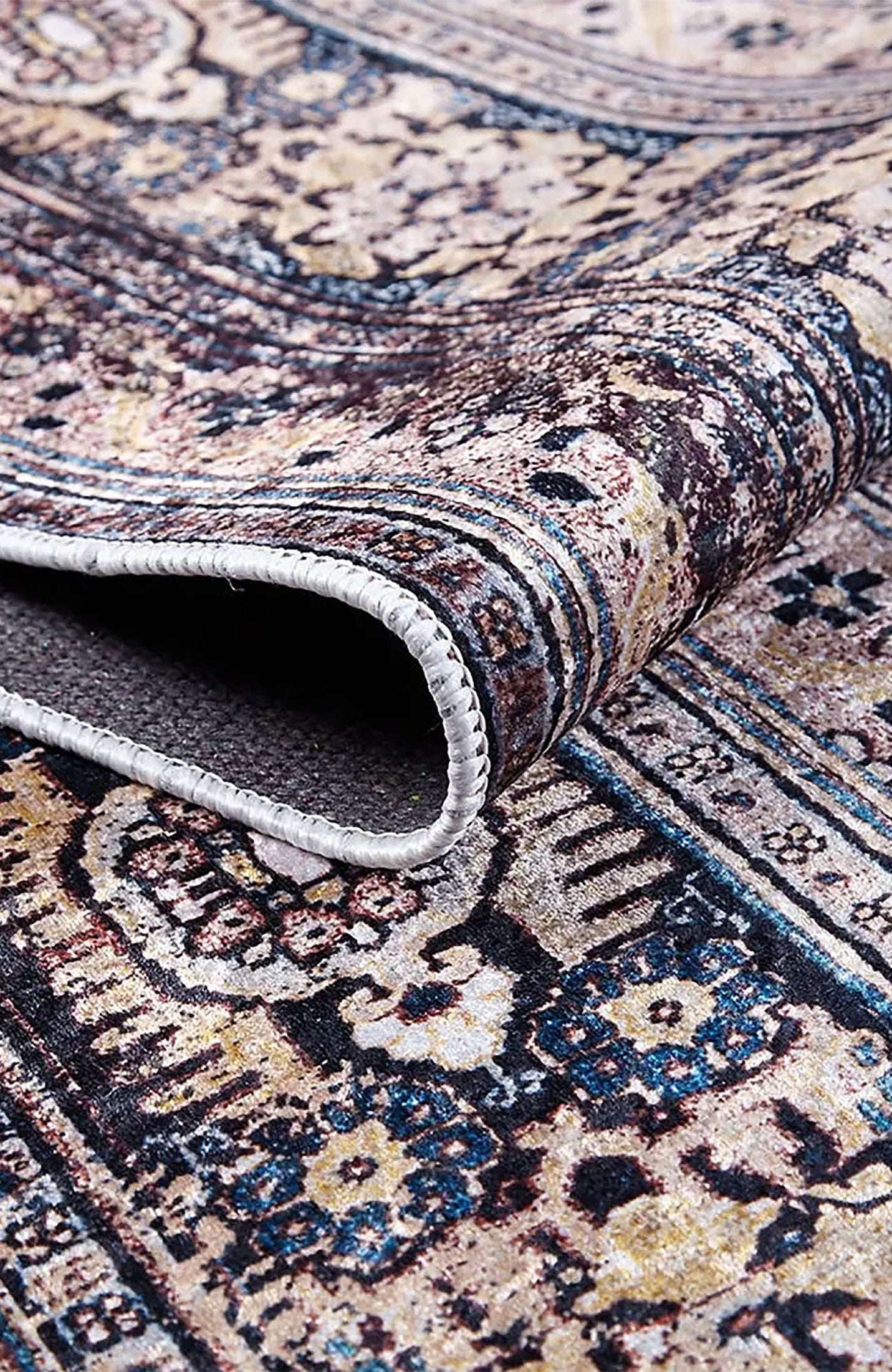 Gevher Turkish Beige Medallion Geometric Rug