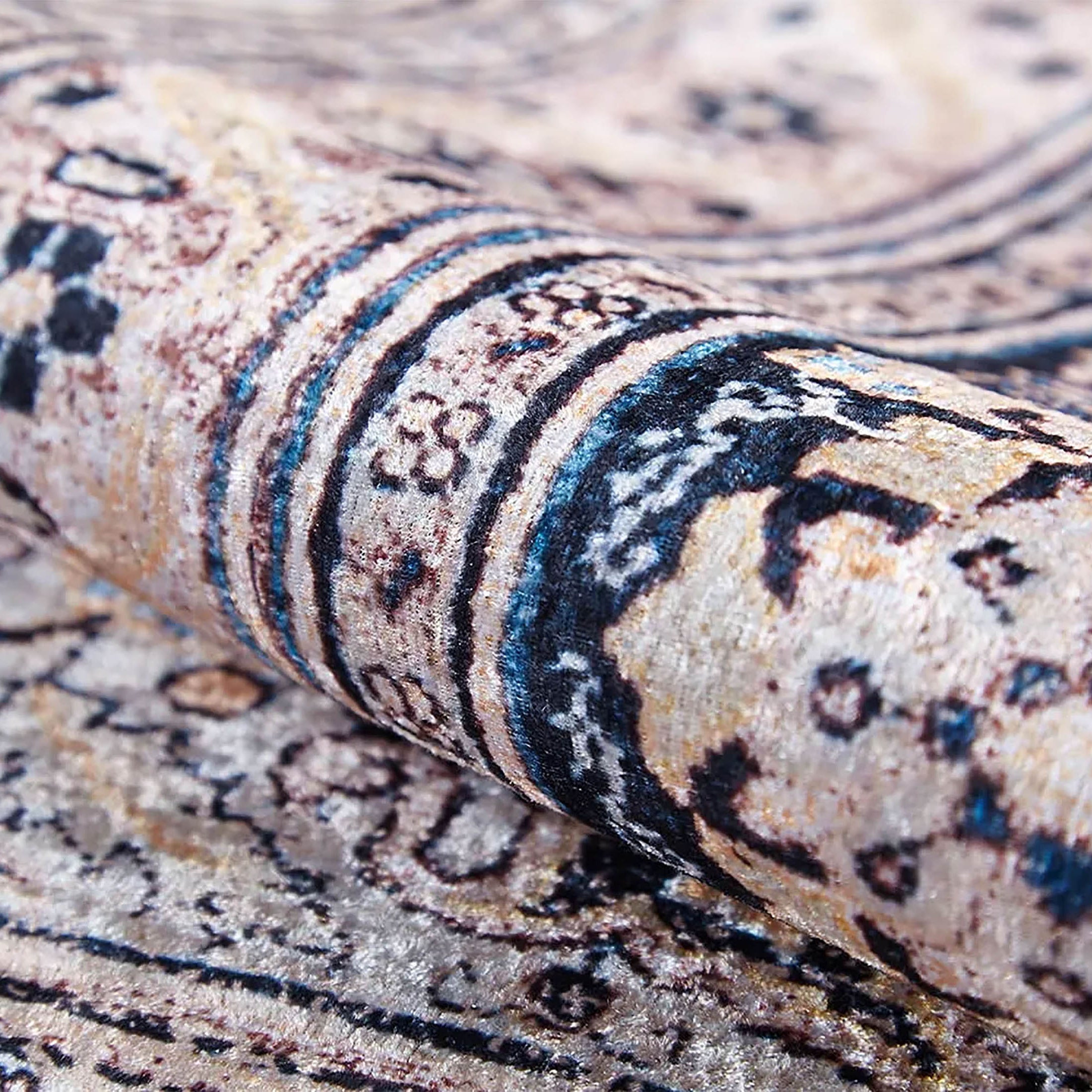 Gevher Turkish Beige Medallion Geometric Rug