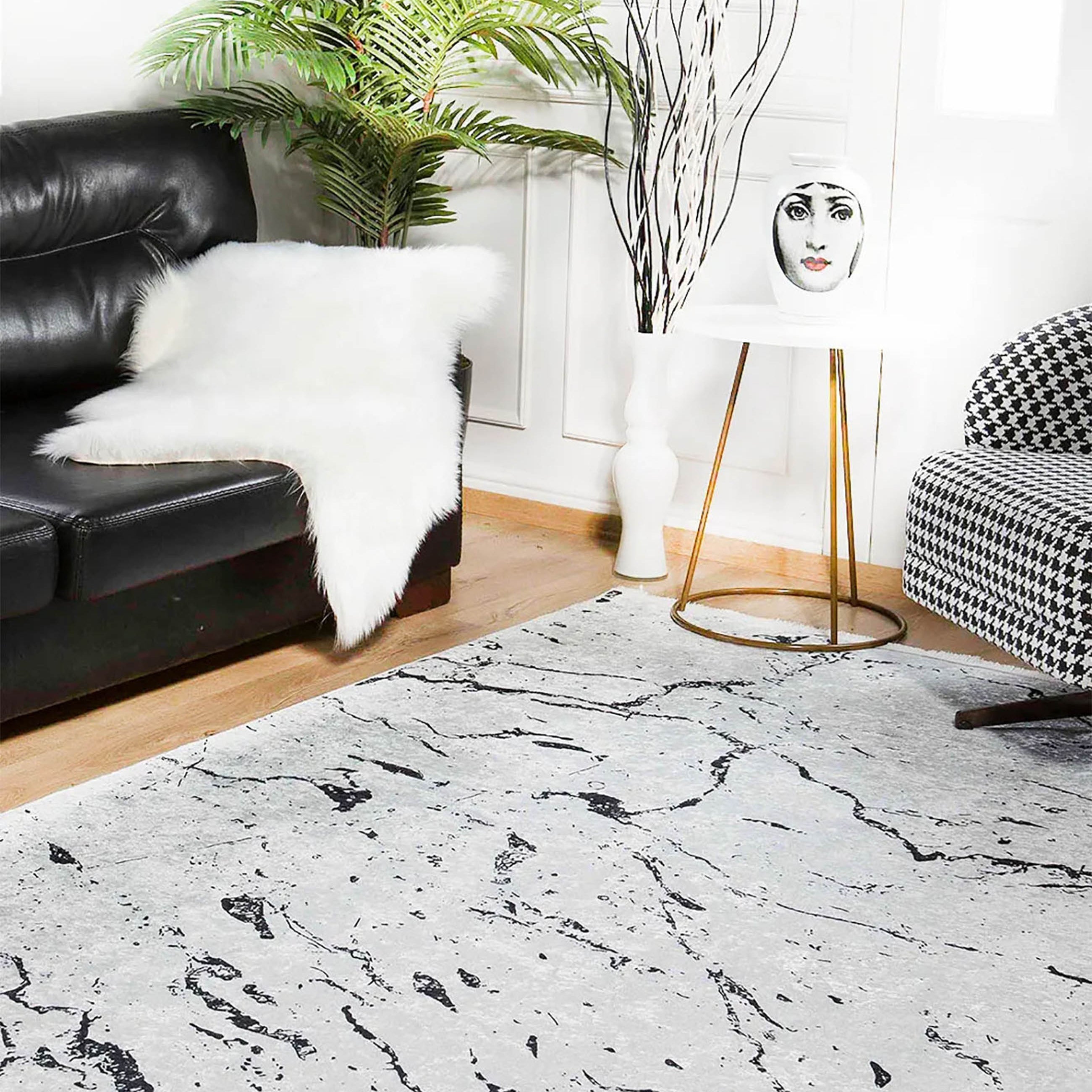 Lilianna Marble Style Gray Luxury Home Modern Art Rug