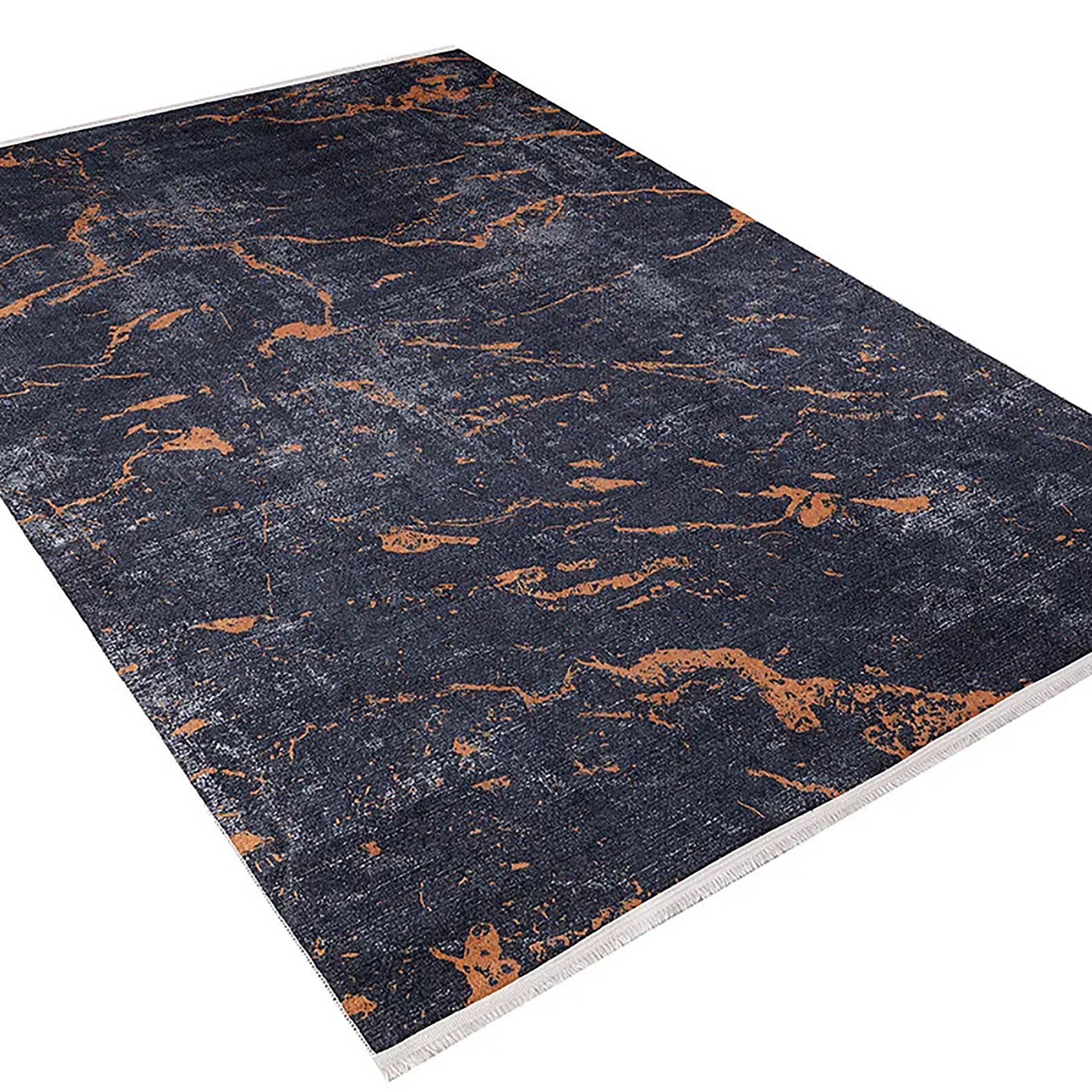 Khalani Marble Style Black Brown Luxury Home Modern Art Rug