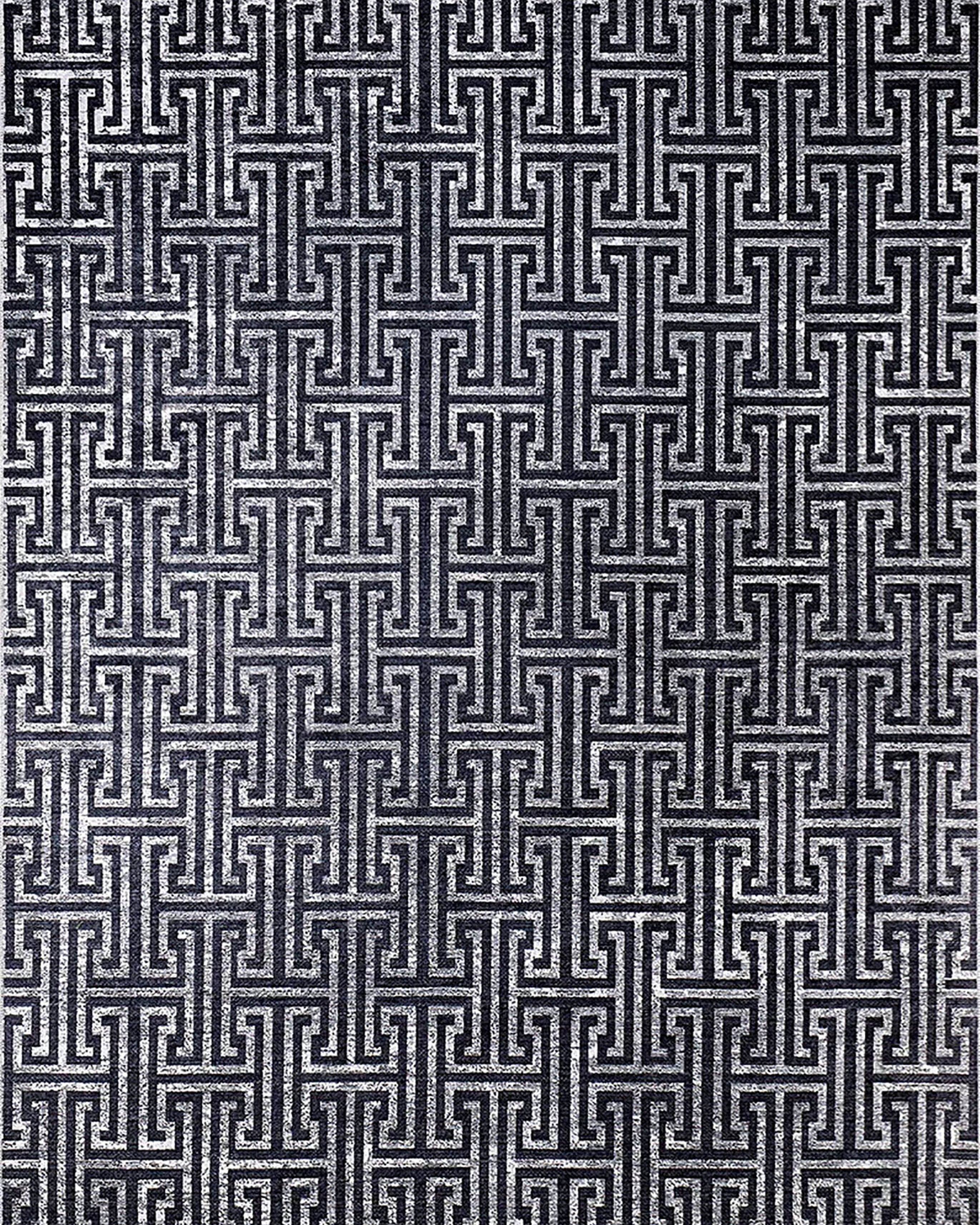 Hale Turkish Black Gray Geometric Modern Rug