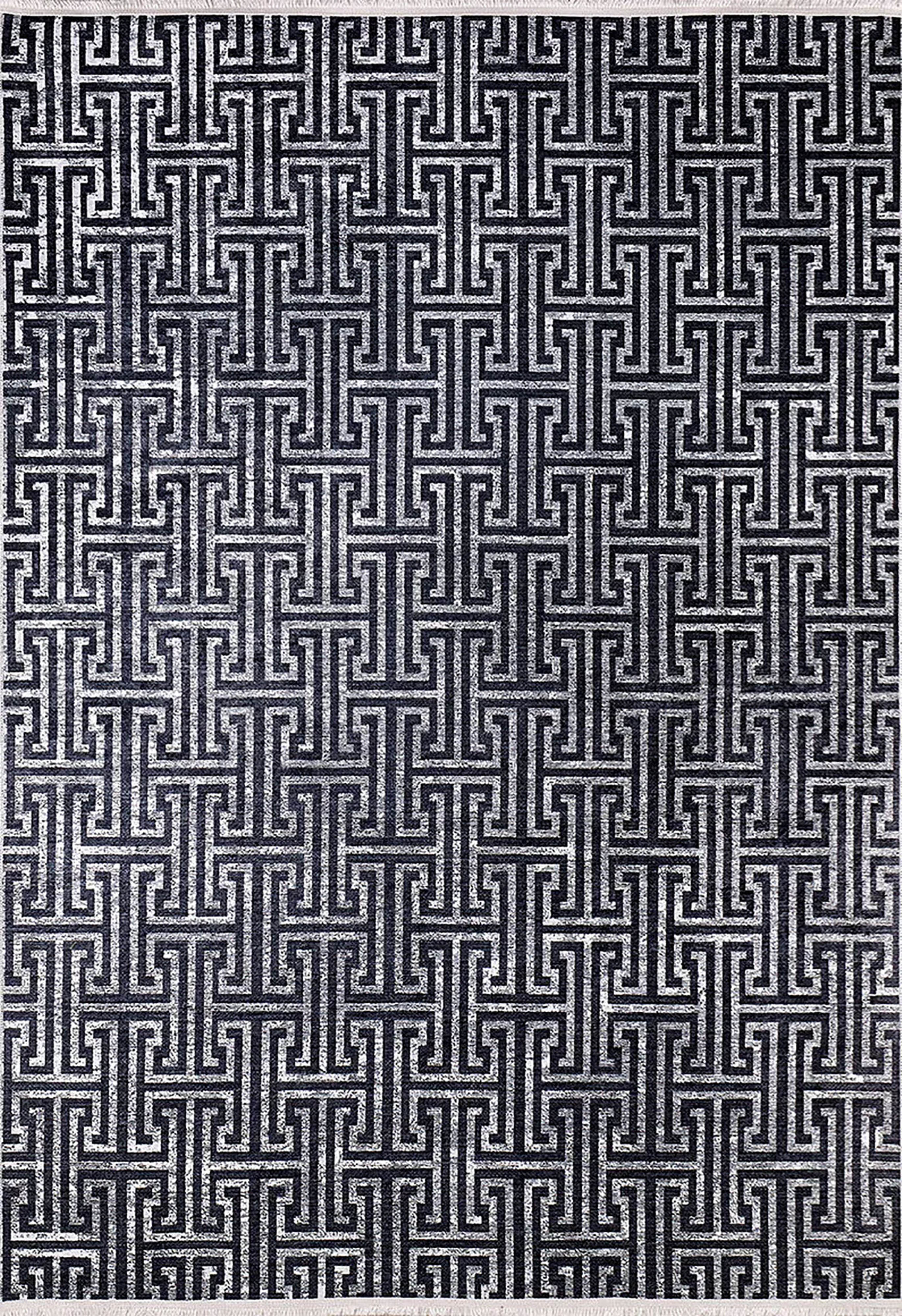 Hale Turkish Black Gray Geometric Modern Rug