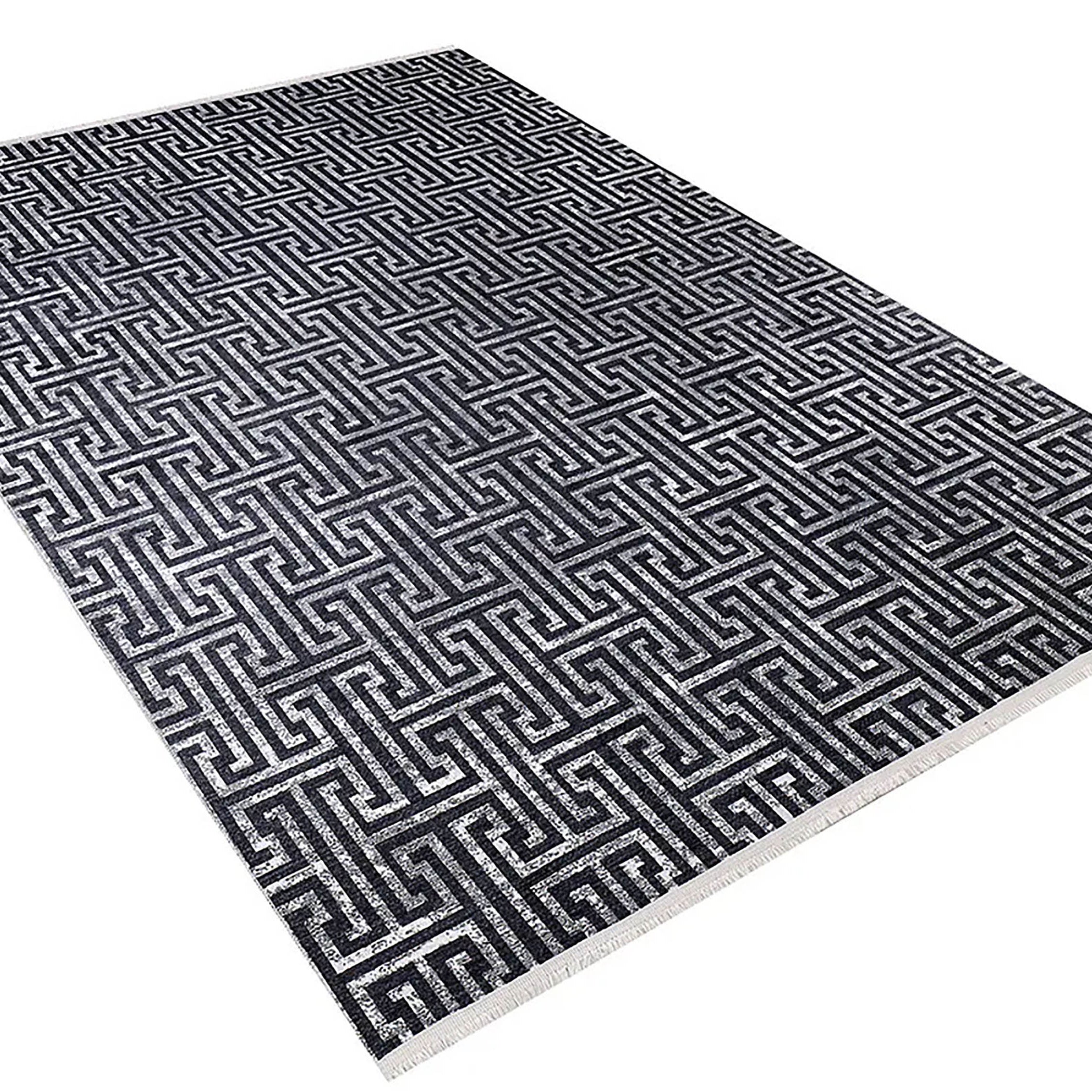Hale Turkish Black Gray Geometric Modern Rug