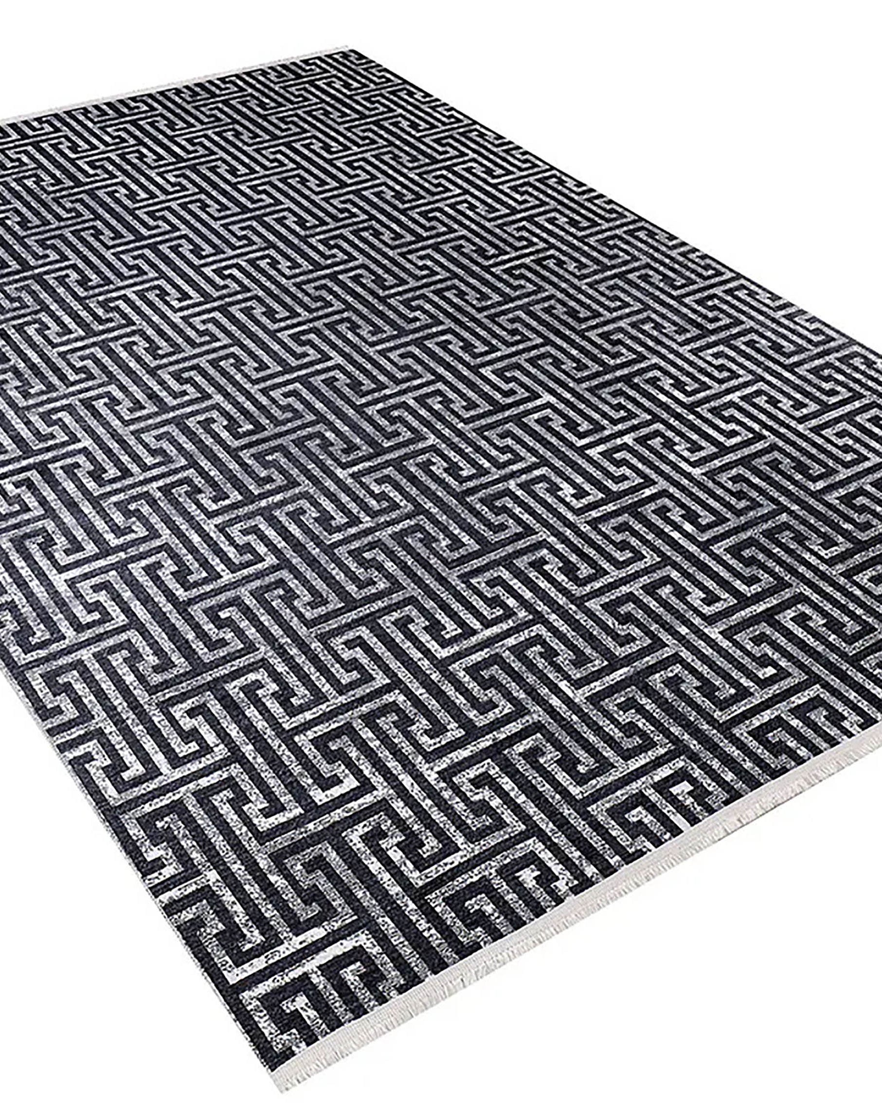 Hale Turkish Black Gray Geometric Modern Rug