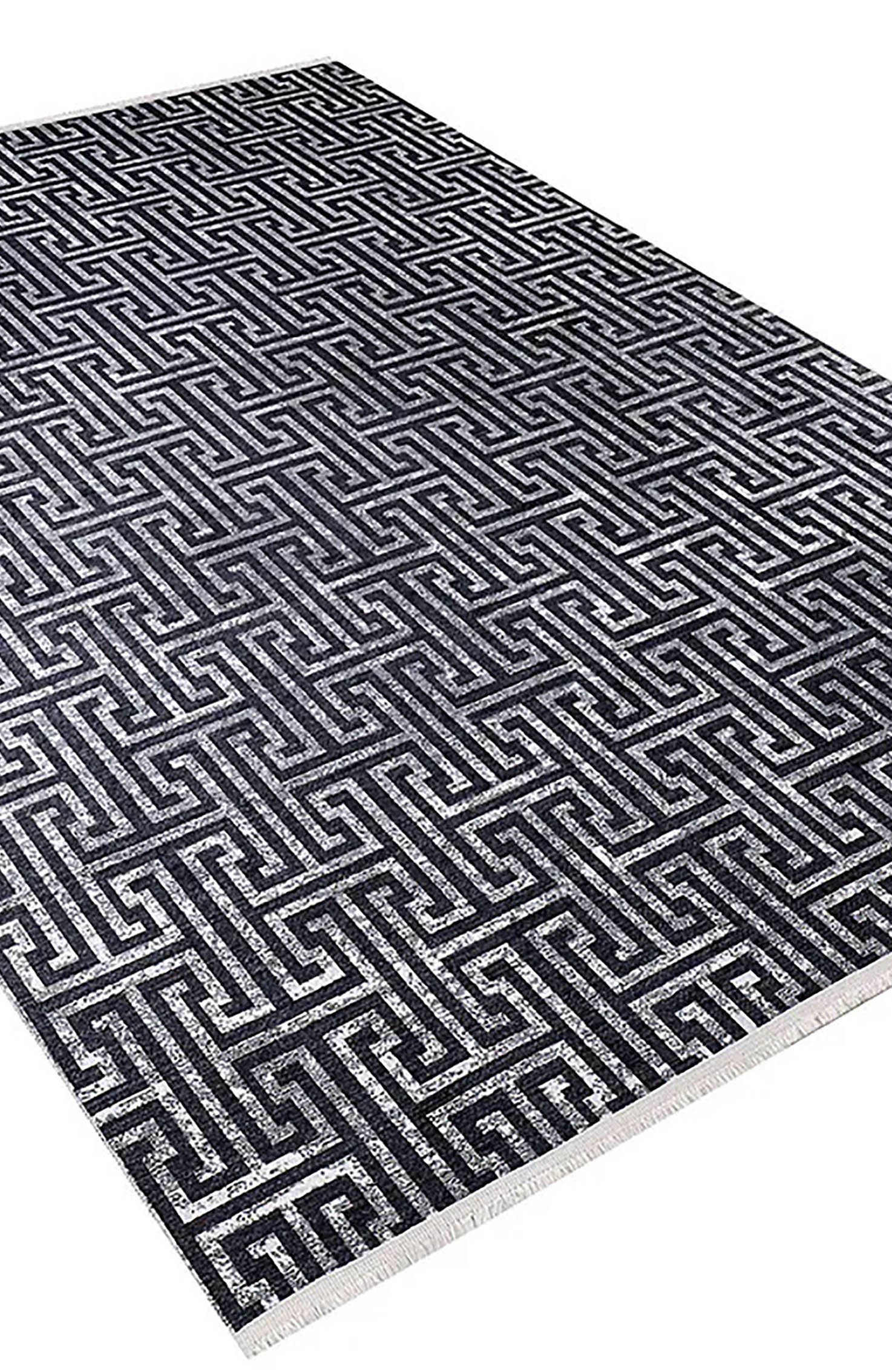 Hale Turkish Black Gray Geometric Modern Rug