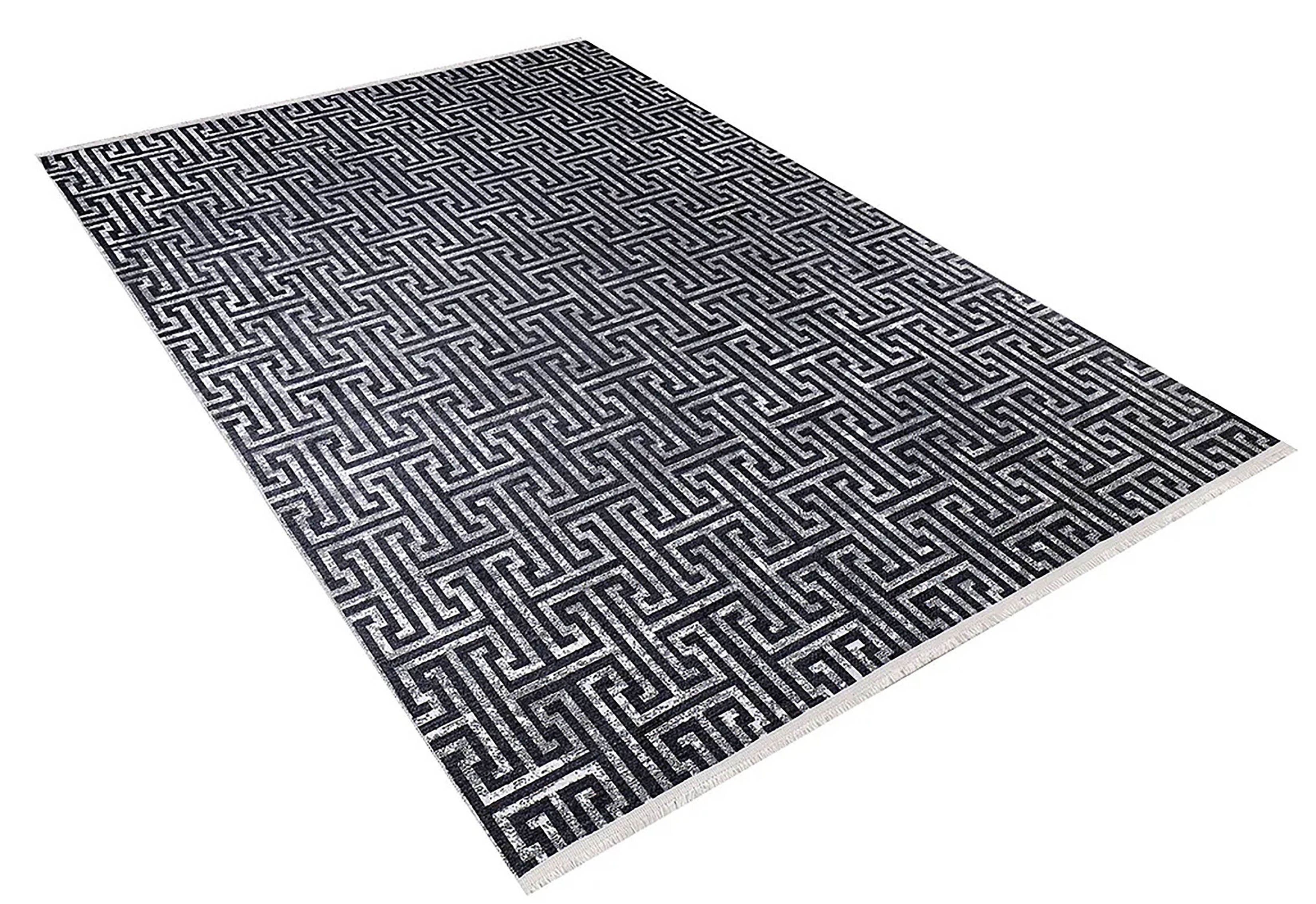 Hale Turkish Black Gray Geometric Modern Rug