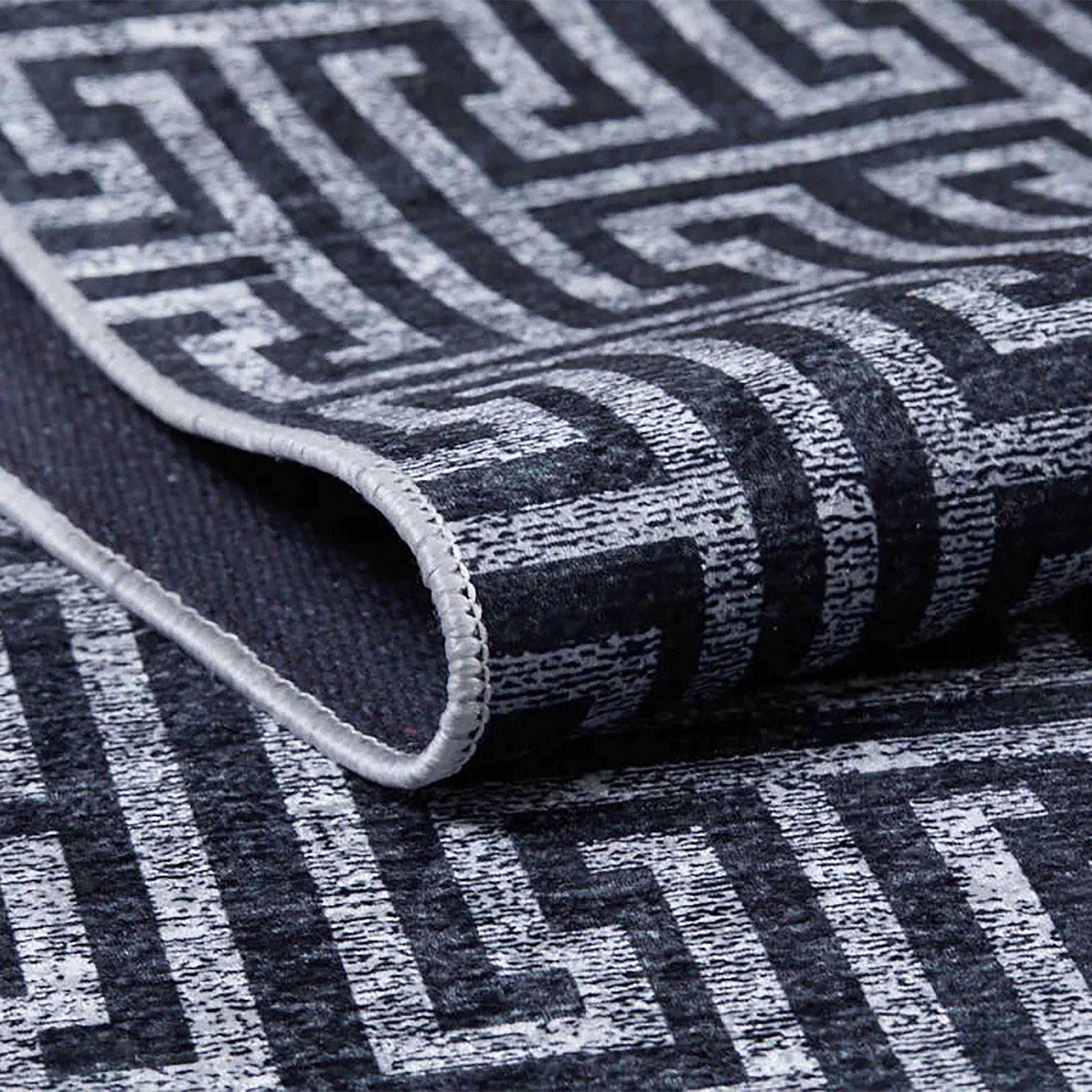 Hale Turkish Black Gray Geometric Modern Rug