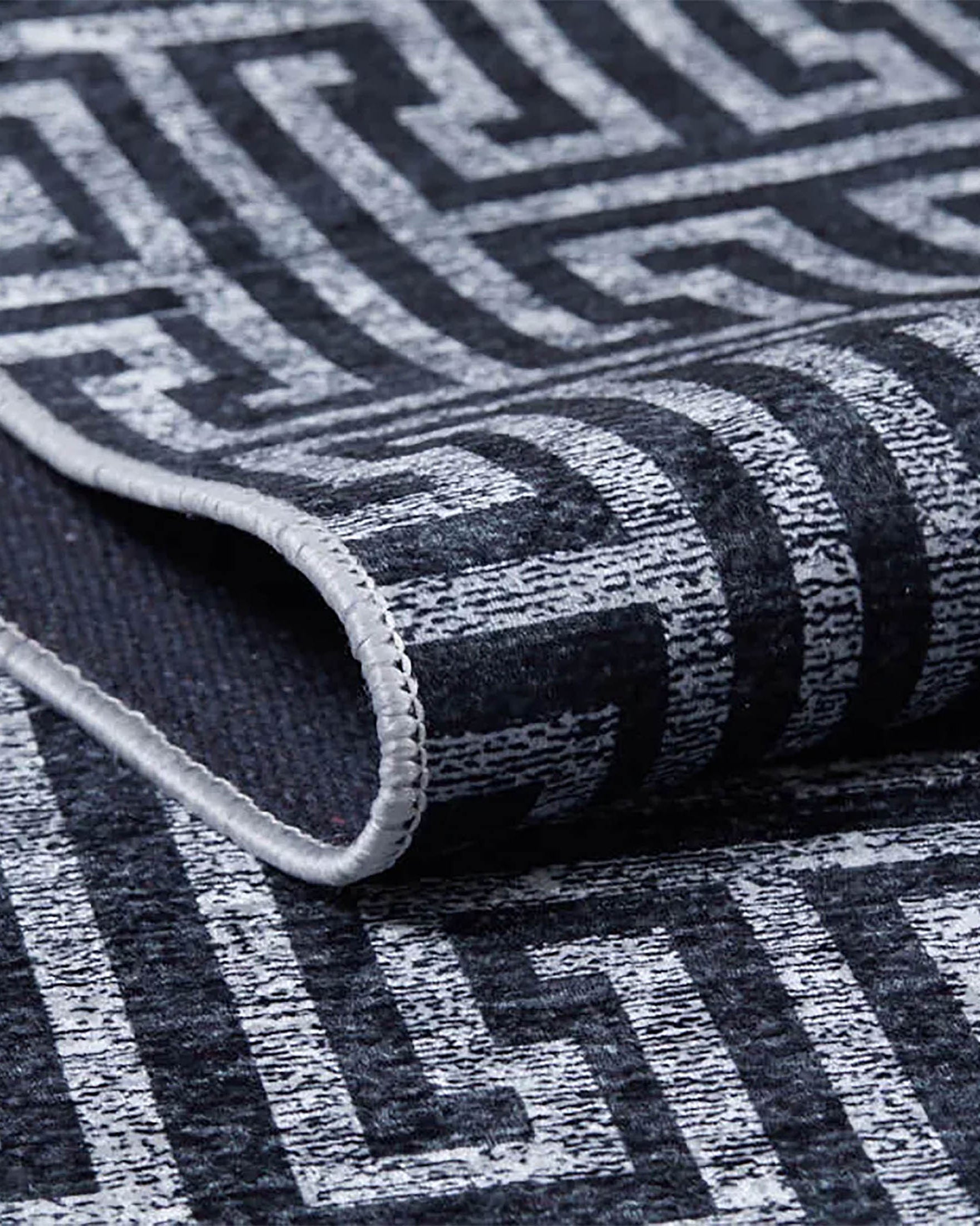 Hale Turkish Black Gray Geometric Modern Rug