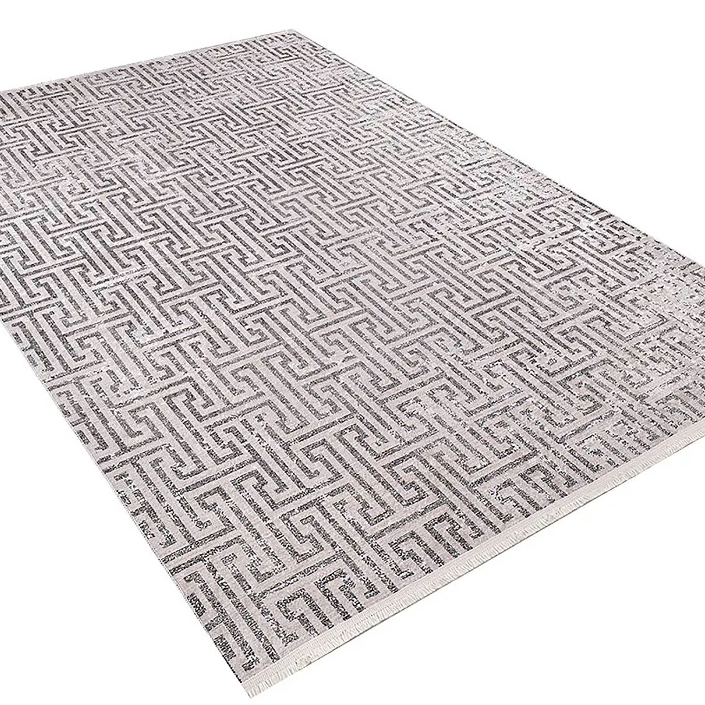 Handan Turkish Beige Black Geometric Modern Rug