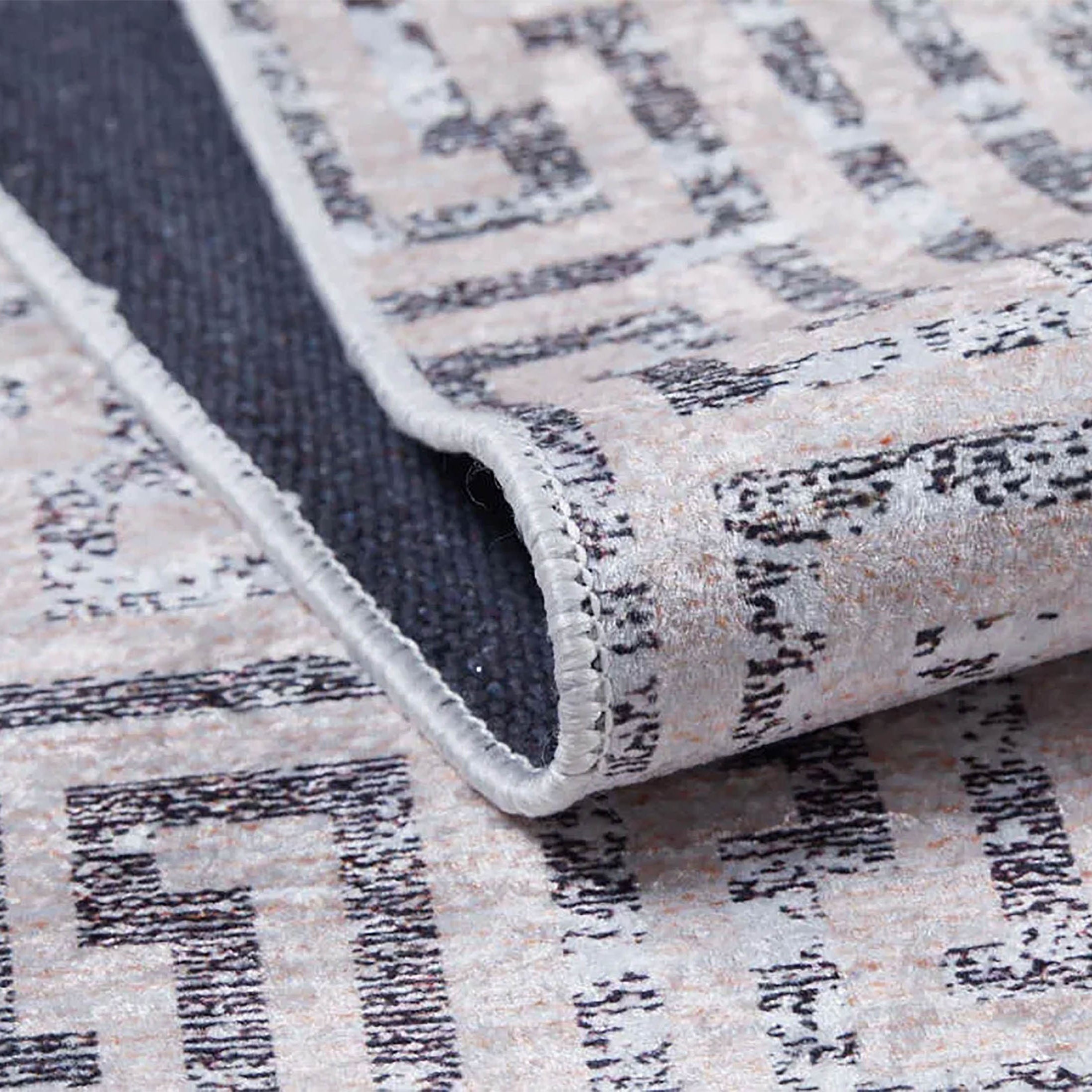 Handan Turkish Beige Black Geometric Modern Rug