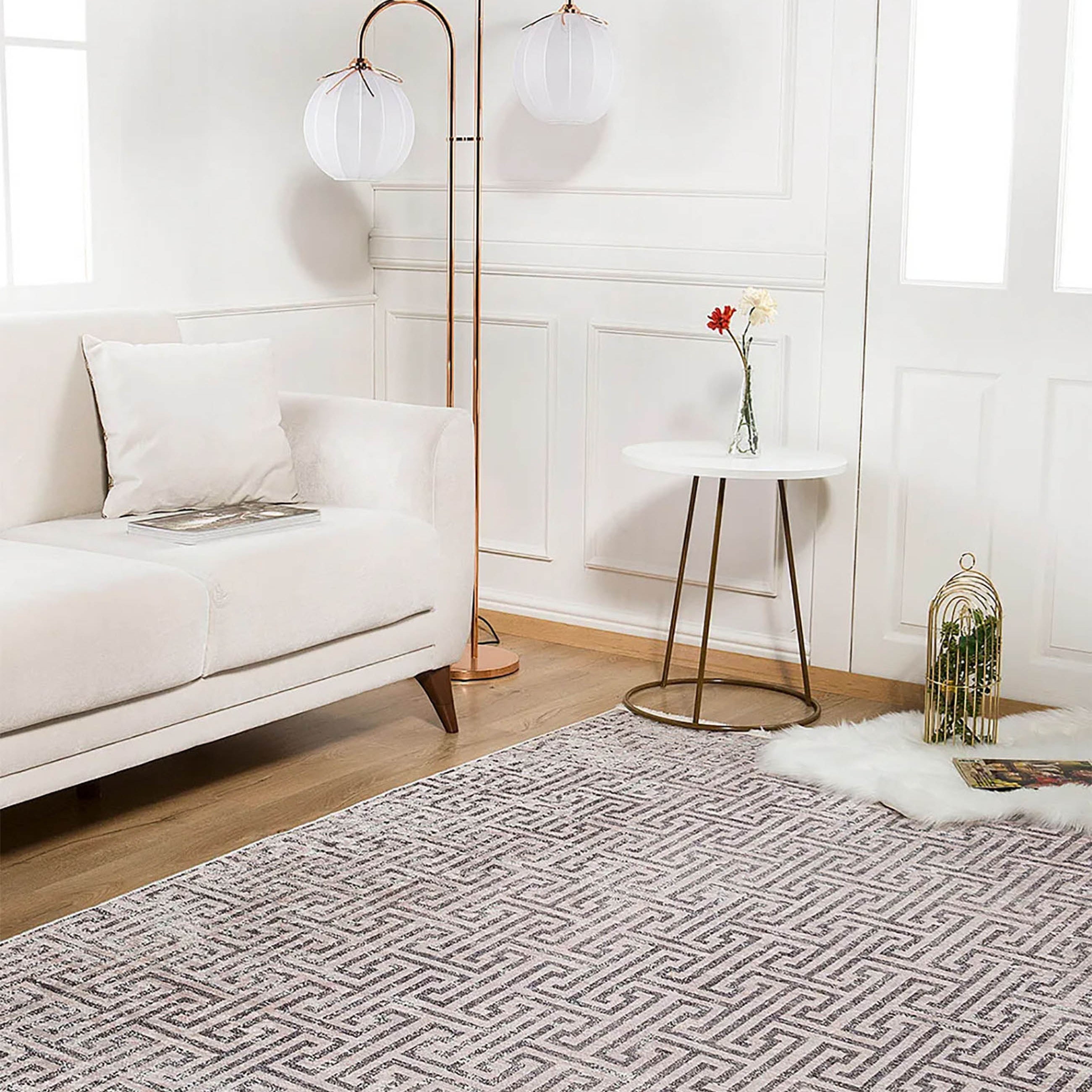 Handan Turkish Beige Black Geometric Modern Rug