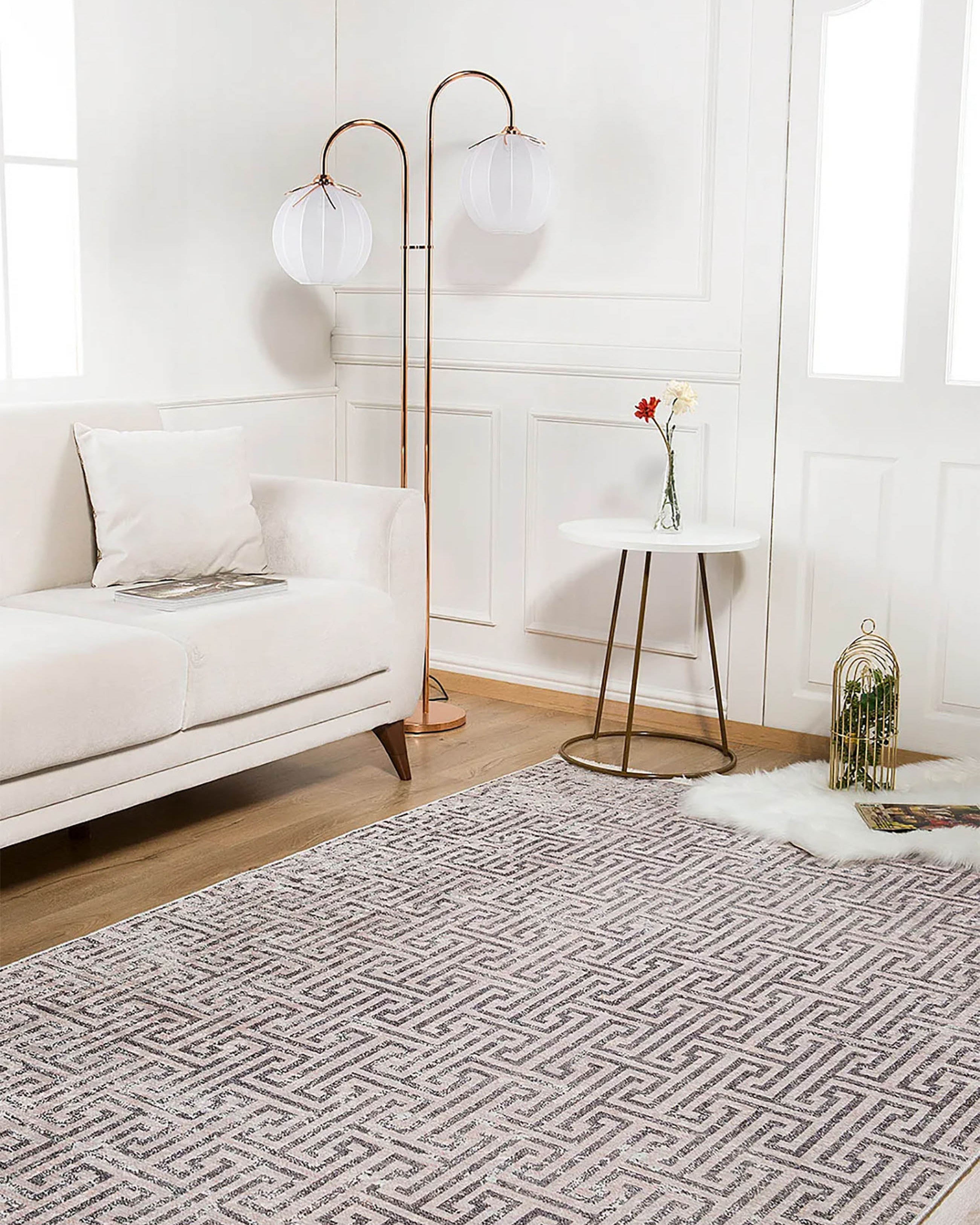 Handan Turkish Beige Black Geometric Modern Rug