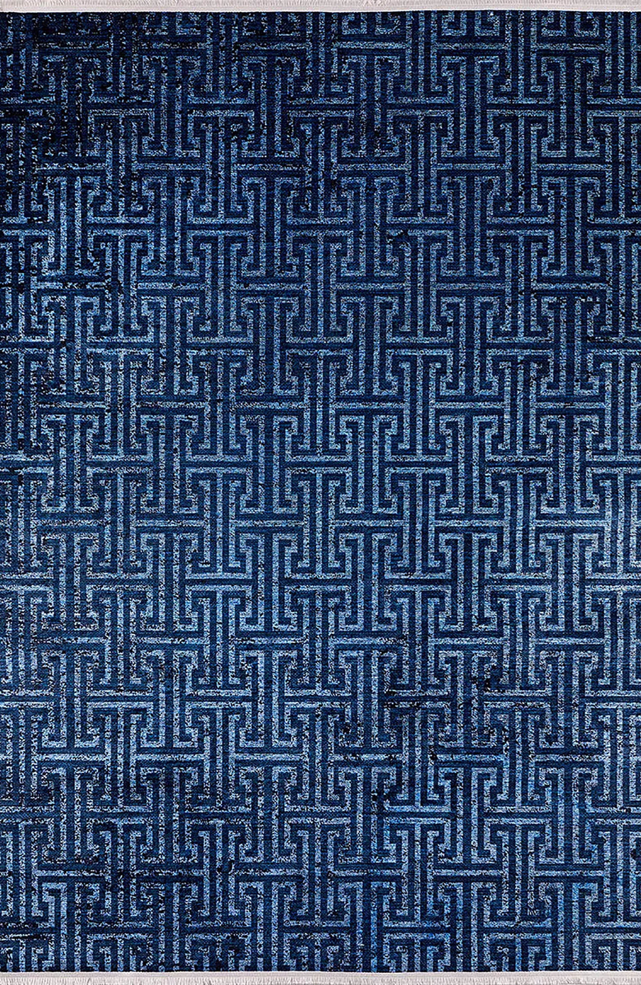 Harika Turkish Navy Blue Geometric Modern Rug