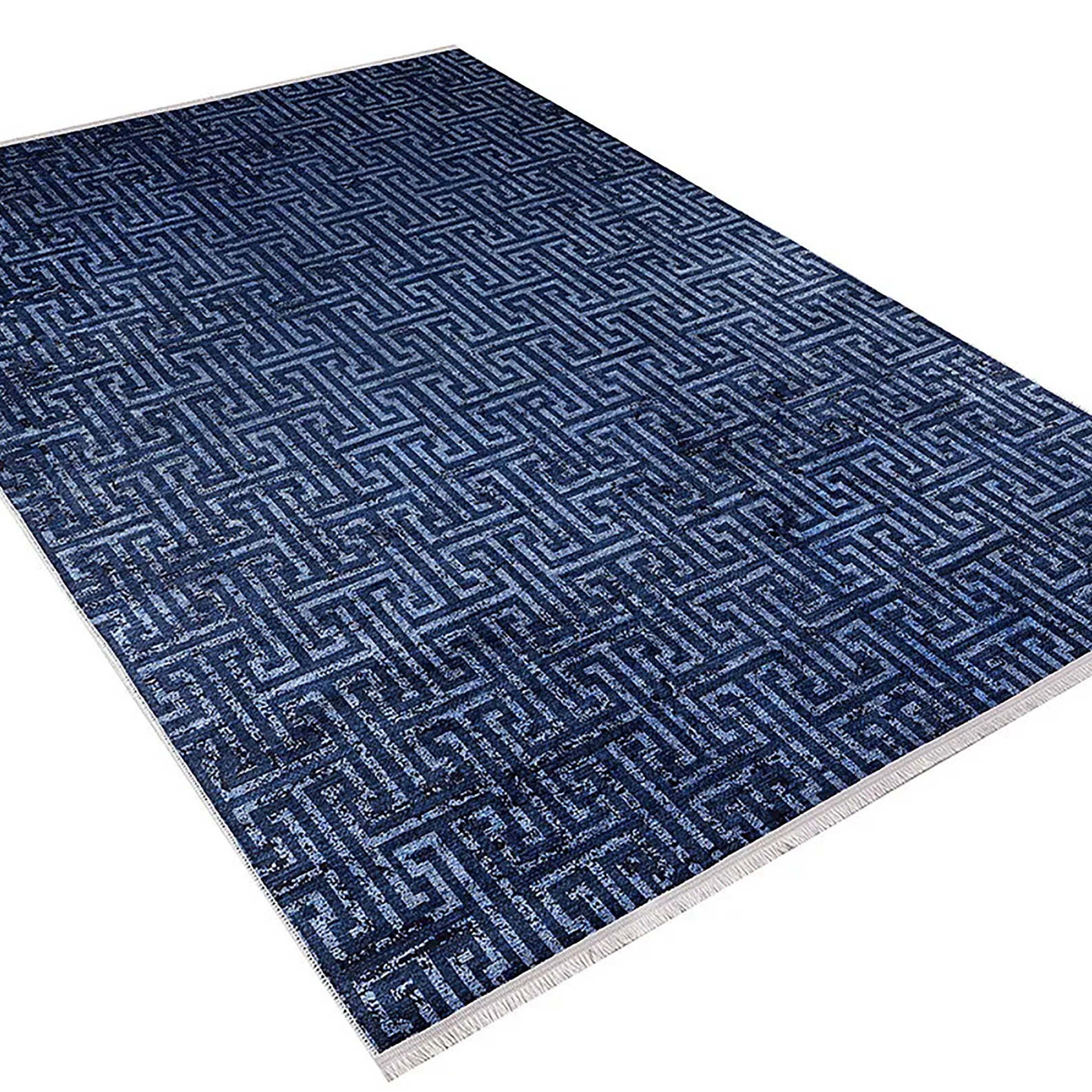 Harika Turkish Navy Blue Geometric Modern Rug