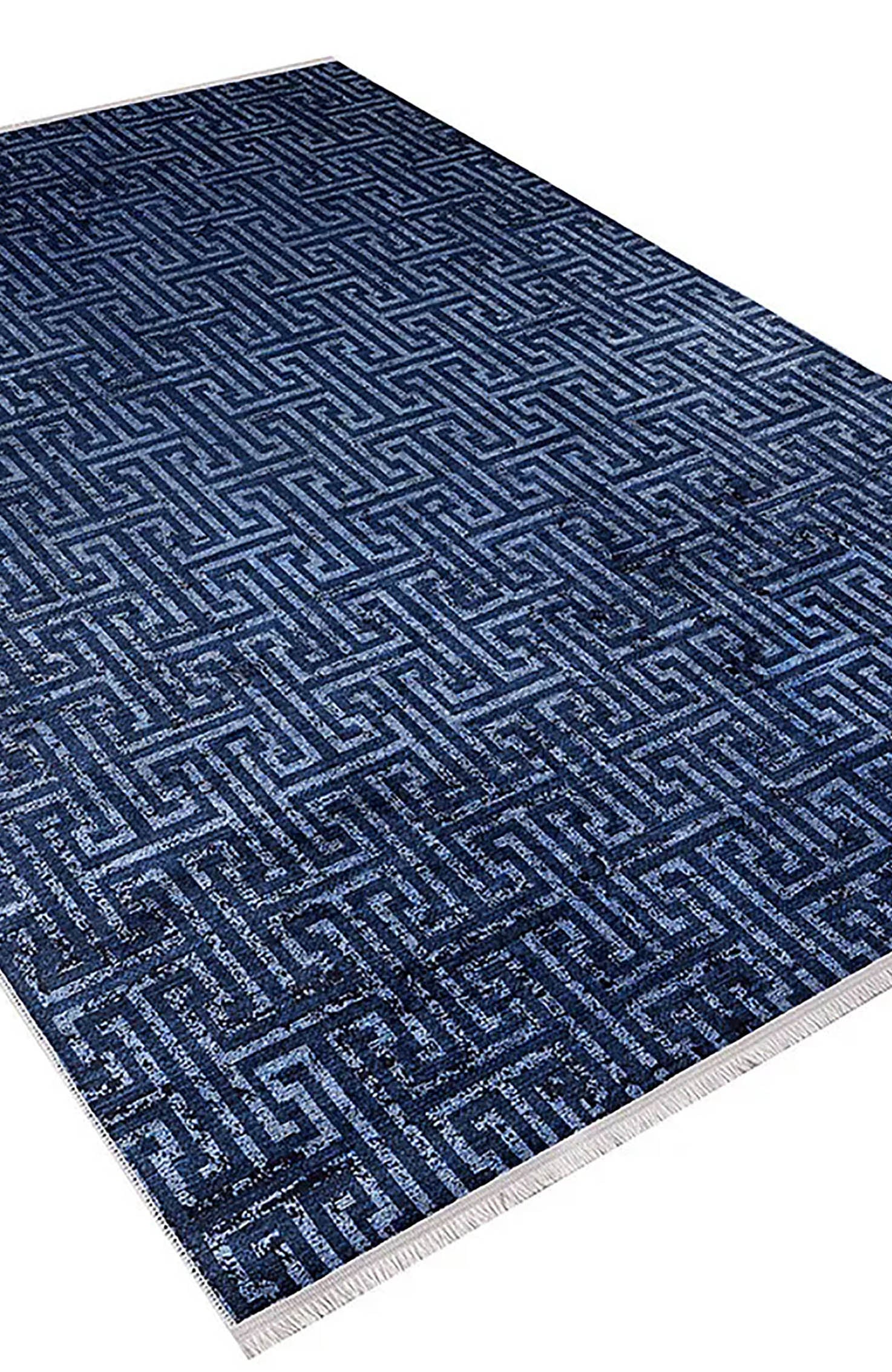 Harika Turkish Navy Blue Geometric Modern Rug