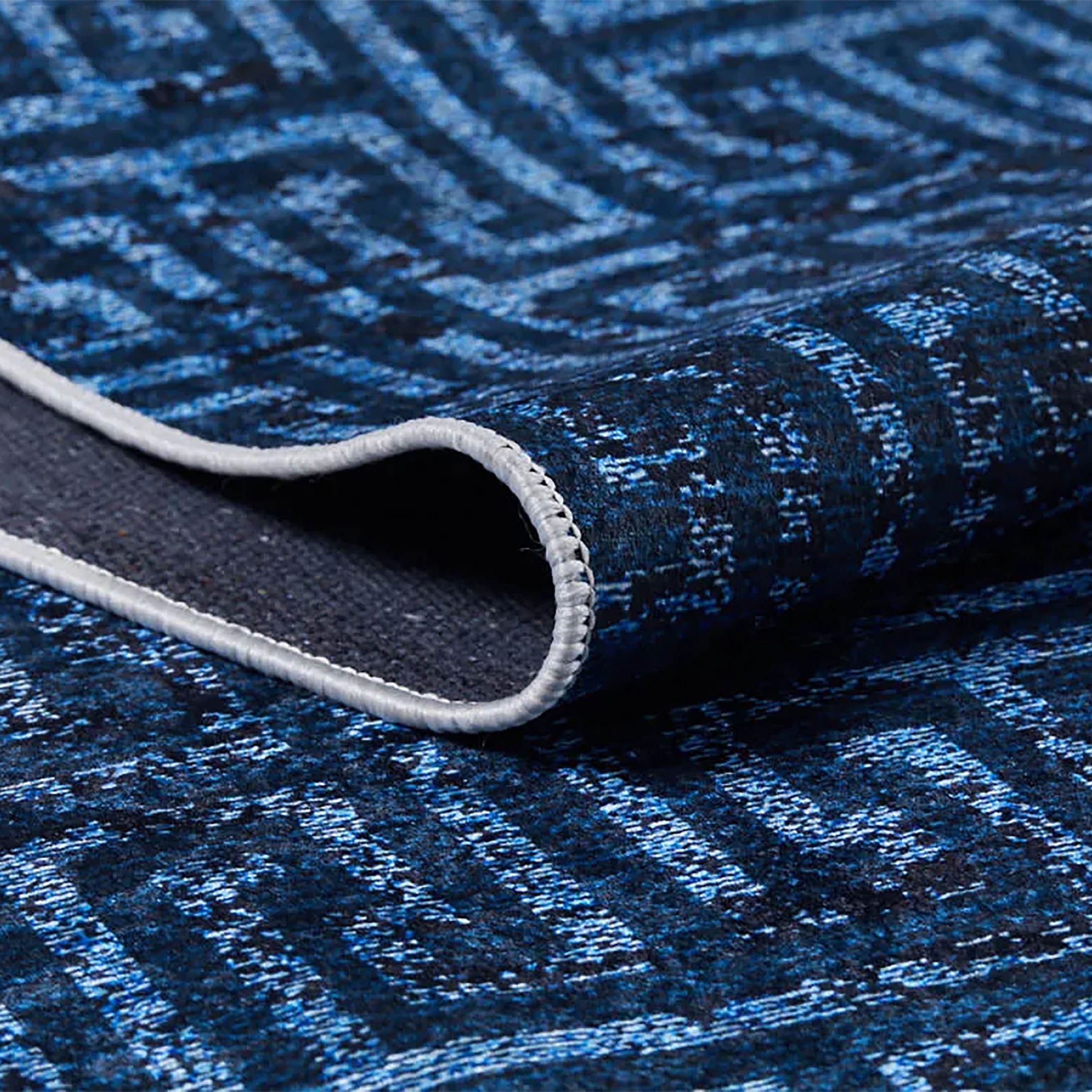 Harika Turkish Navy Blue Geometric Modern Rug