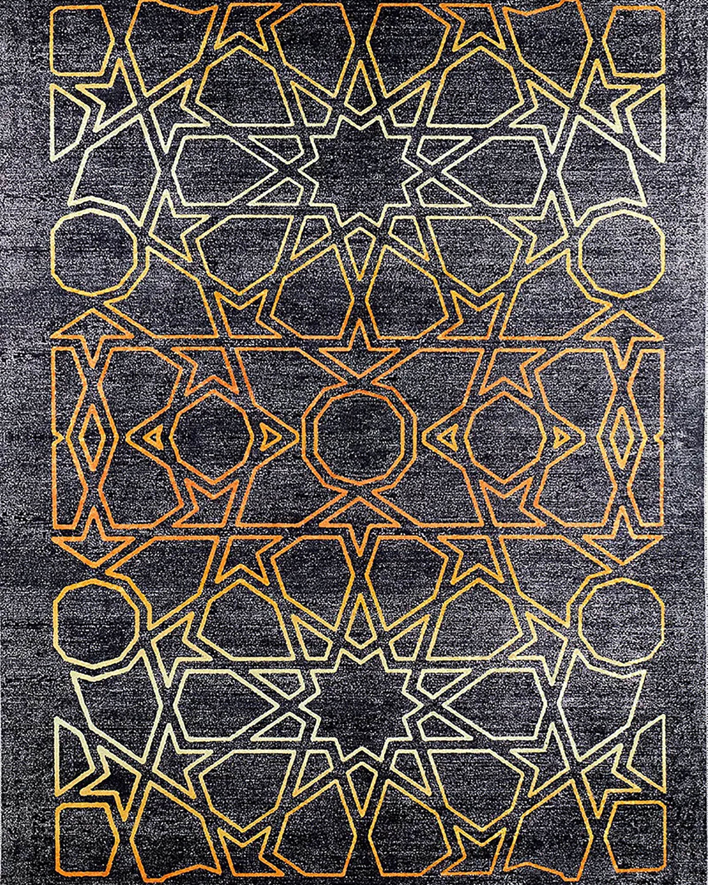 Livia Geometric Artistic Decor Contemporary Black Gold Area Rug