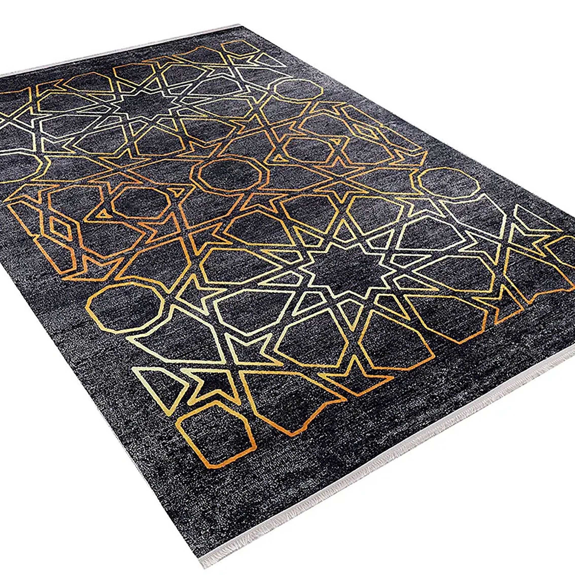 Livia Geometric Artistic Decor Contemporary Black Gold Area Rug