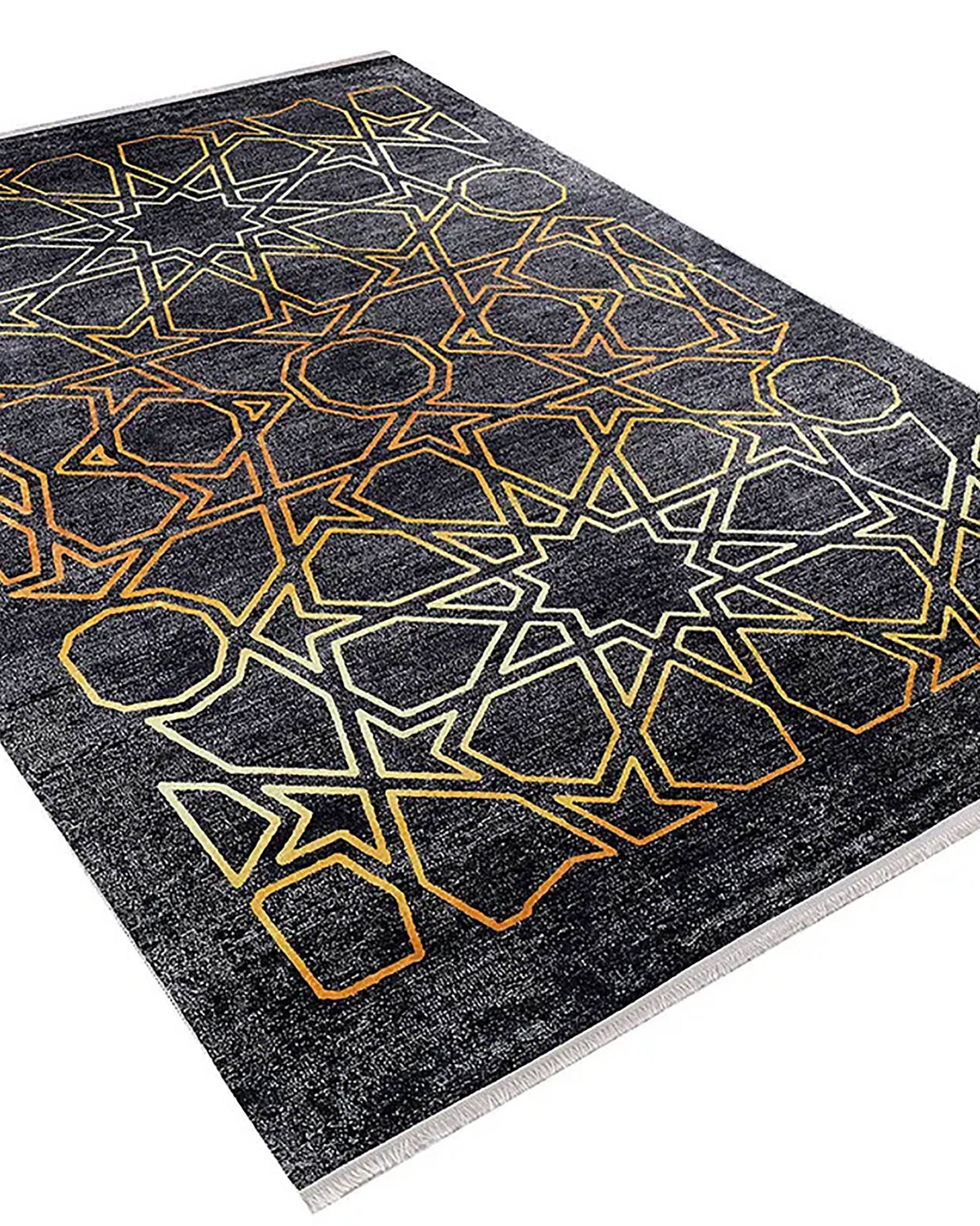 Livia Geometric Artistic Decor Contemporary Black Gold Area Rug