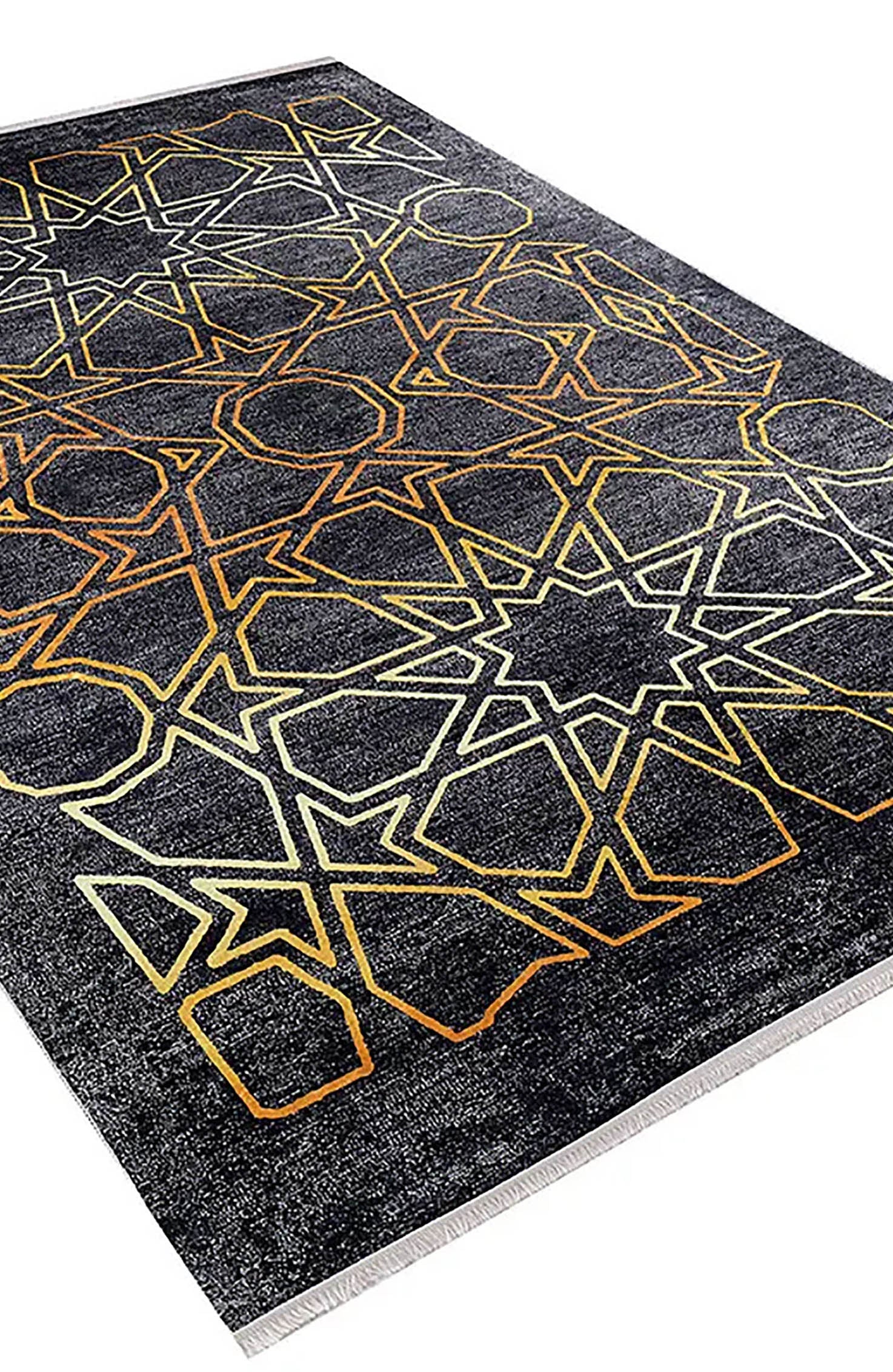 Livia Geometric Artistic Decor Contemporary Black Gold Area Rug