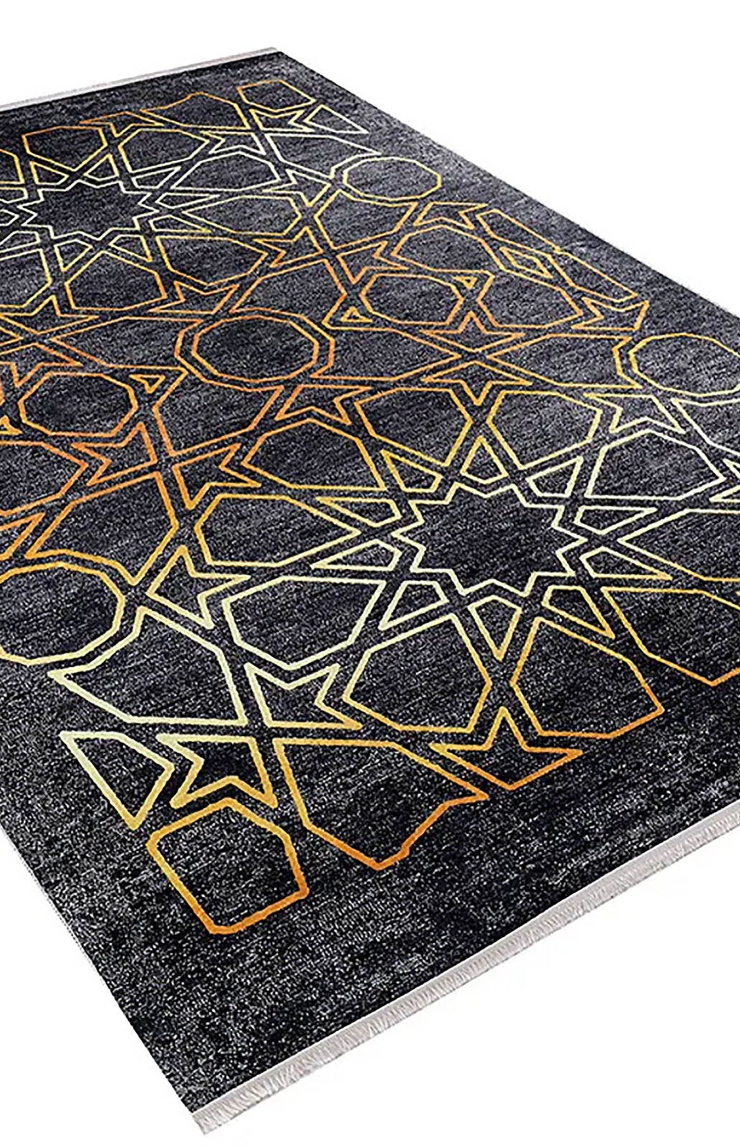 Livia Geometric Artistic Decor Contemporary Black Gold Area Rug